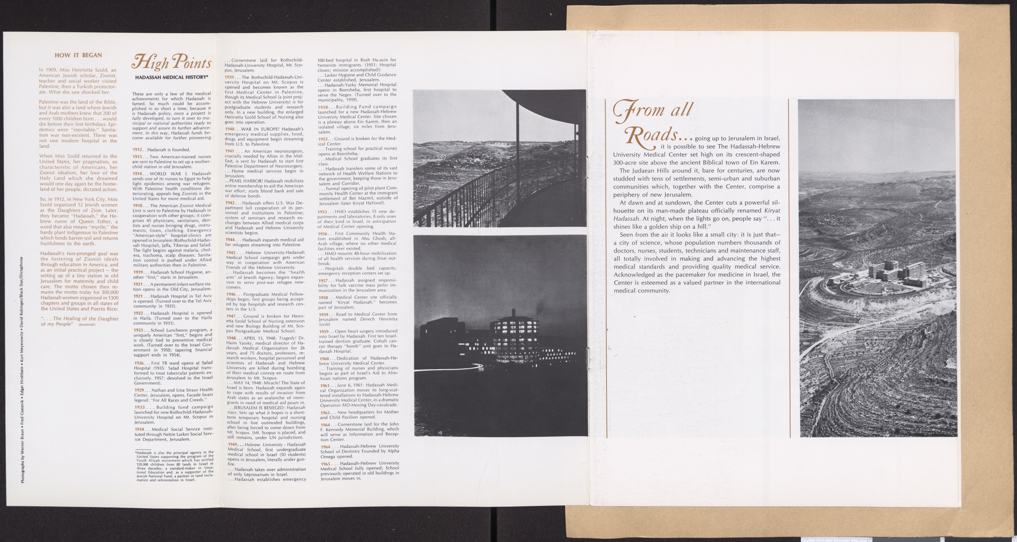 Brochure, Hadassah-Hebrew University Medical Center, pages 3-4