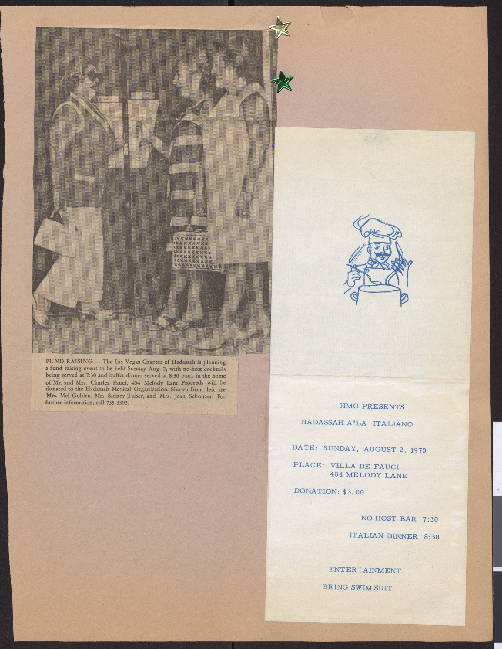 Invitation card, Hadassah cordially invites you to attend a star-spangled event, open