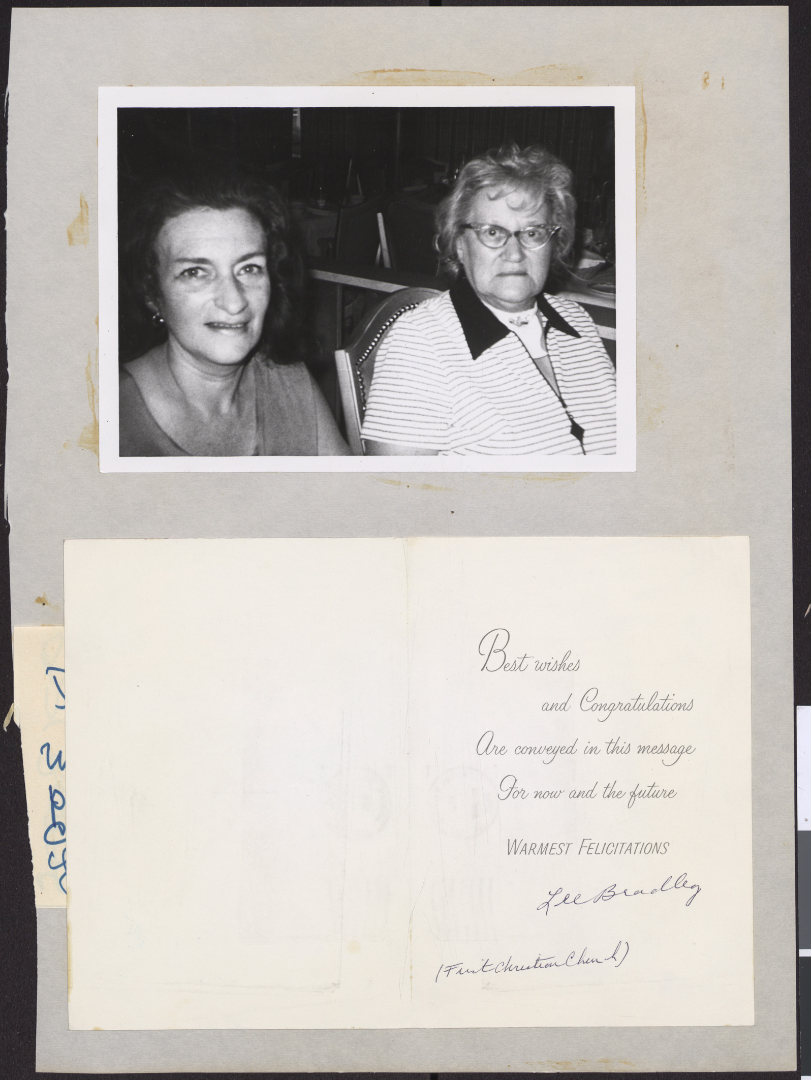 Congratulations greeting card from Lee Bradley, date unknown