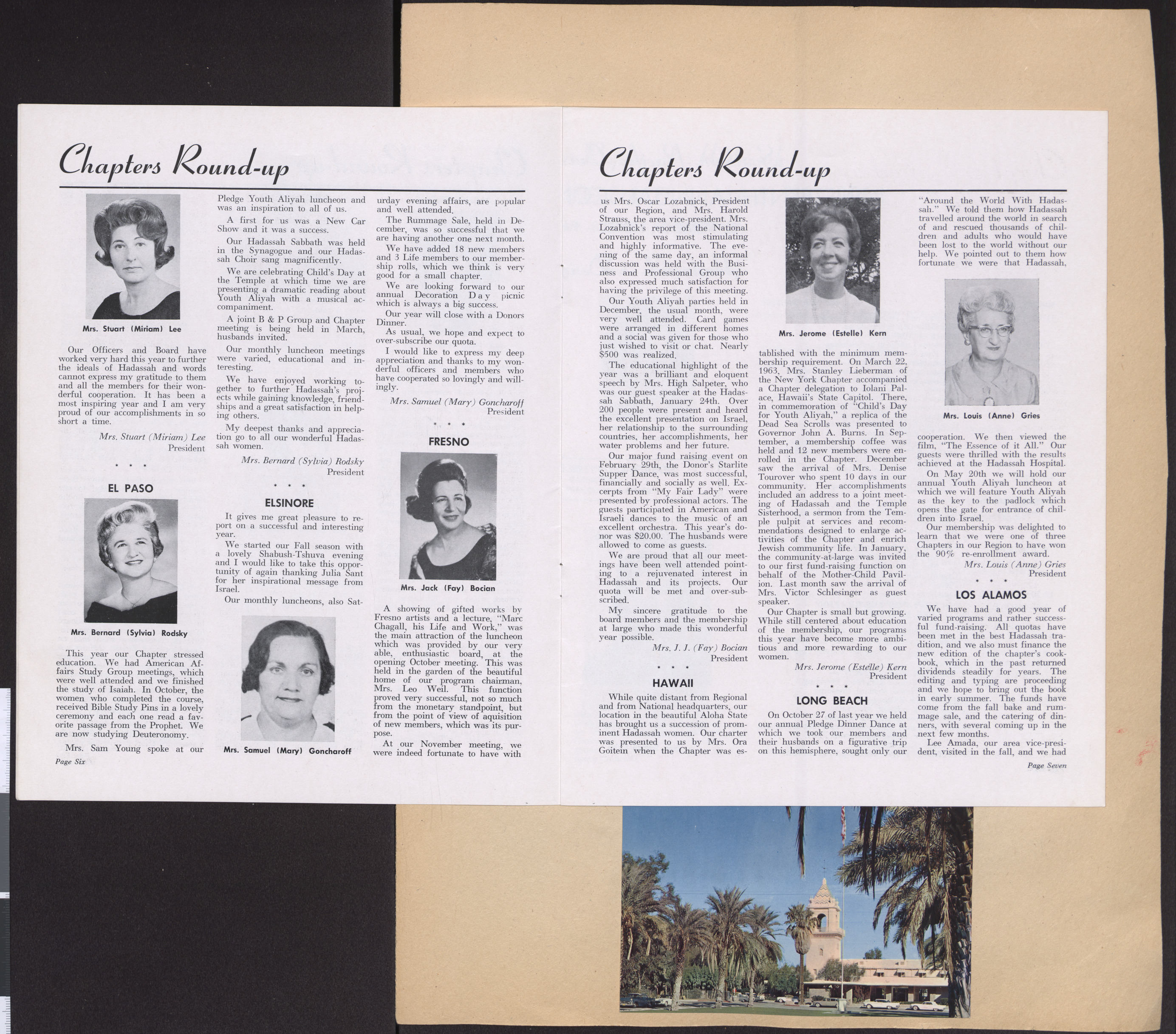 Conference program, Southern Pacific Coast Region of Hadassah, 19th annual conference, May 3-6, 1964, page 6-7