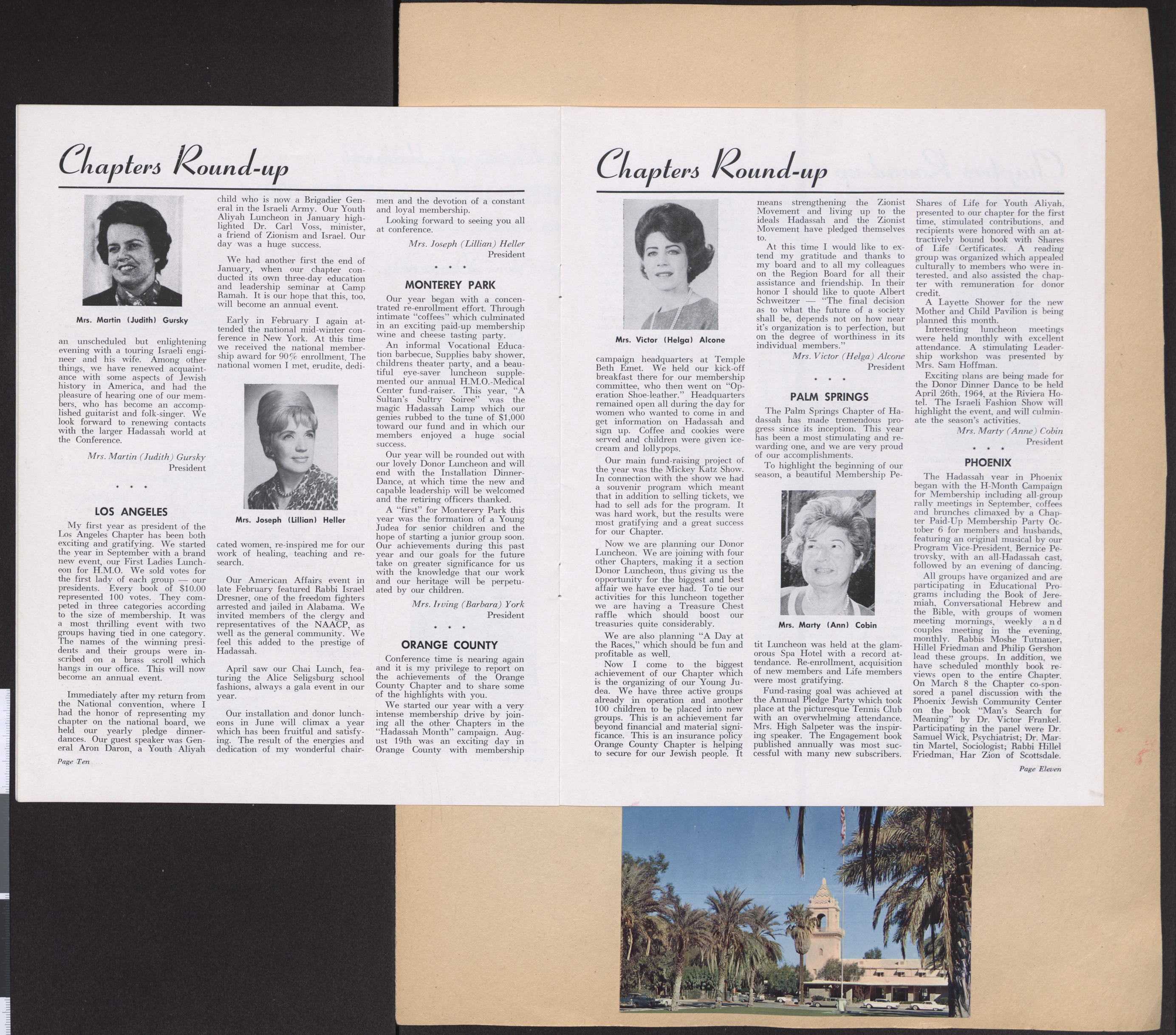 Conference program, Southern Pacific Coast Region of Hadassah, 19th annual conference, May 3-6, 1964, page 10-11