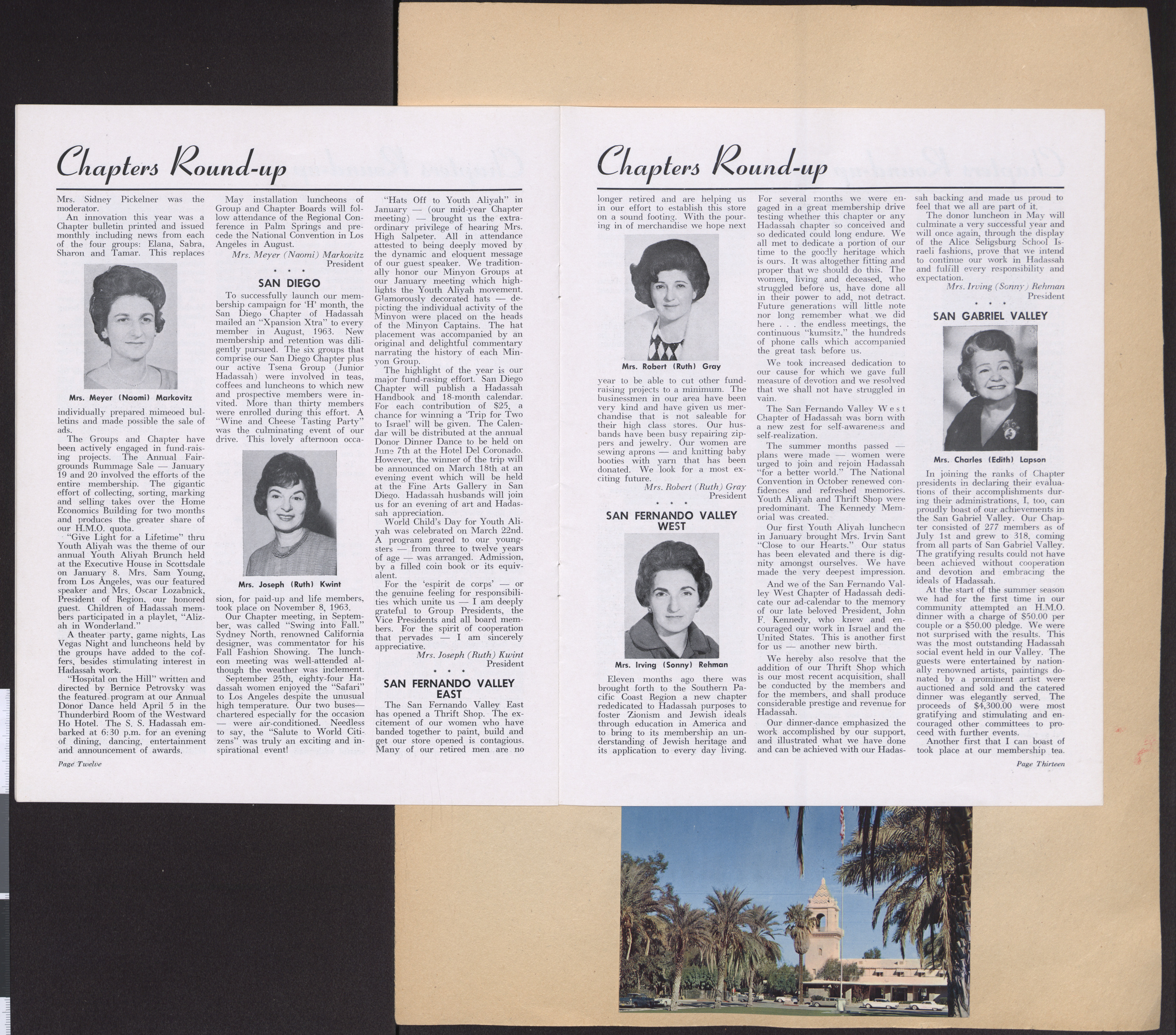 Conference program, Southern Pacific Coast Region of Hadassah, 19th annual conference, May 3-6, 1964, page 12-13