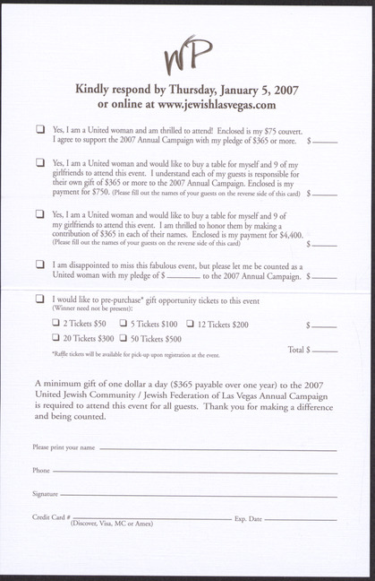 RSVP card for Style and the City Event