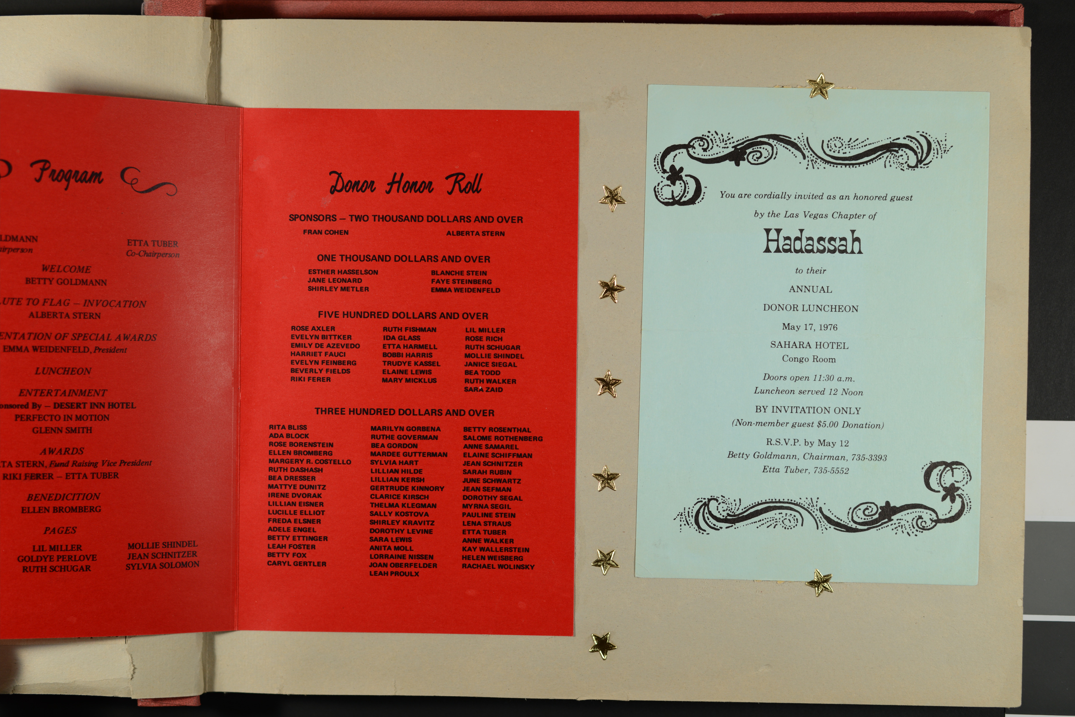Program, Donor honor roll listing
