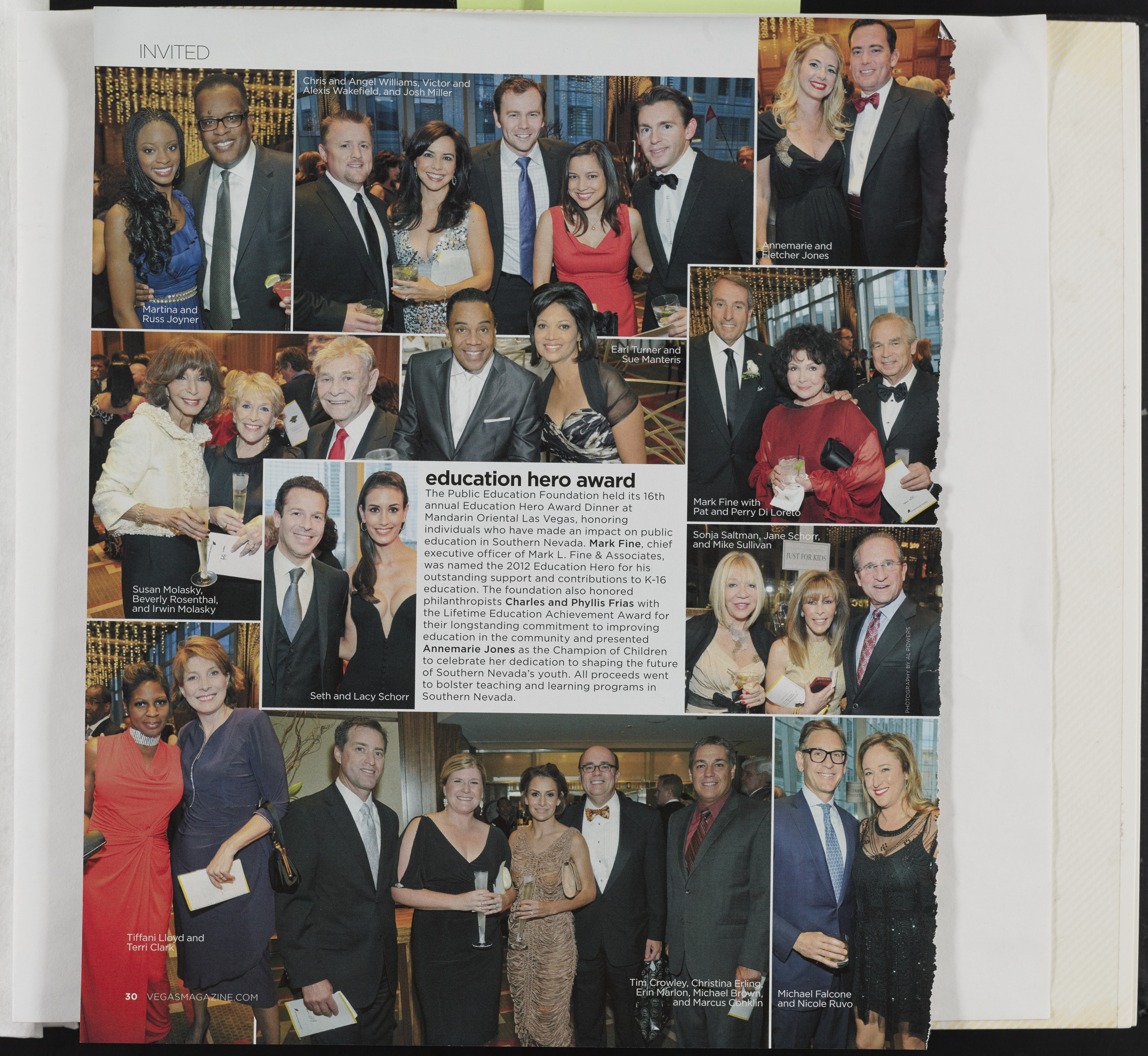 Magazine clipping with Education Hero Award images