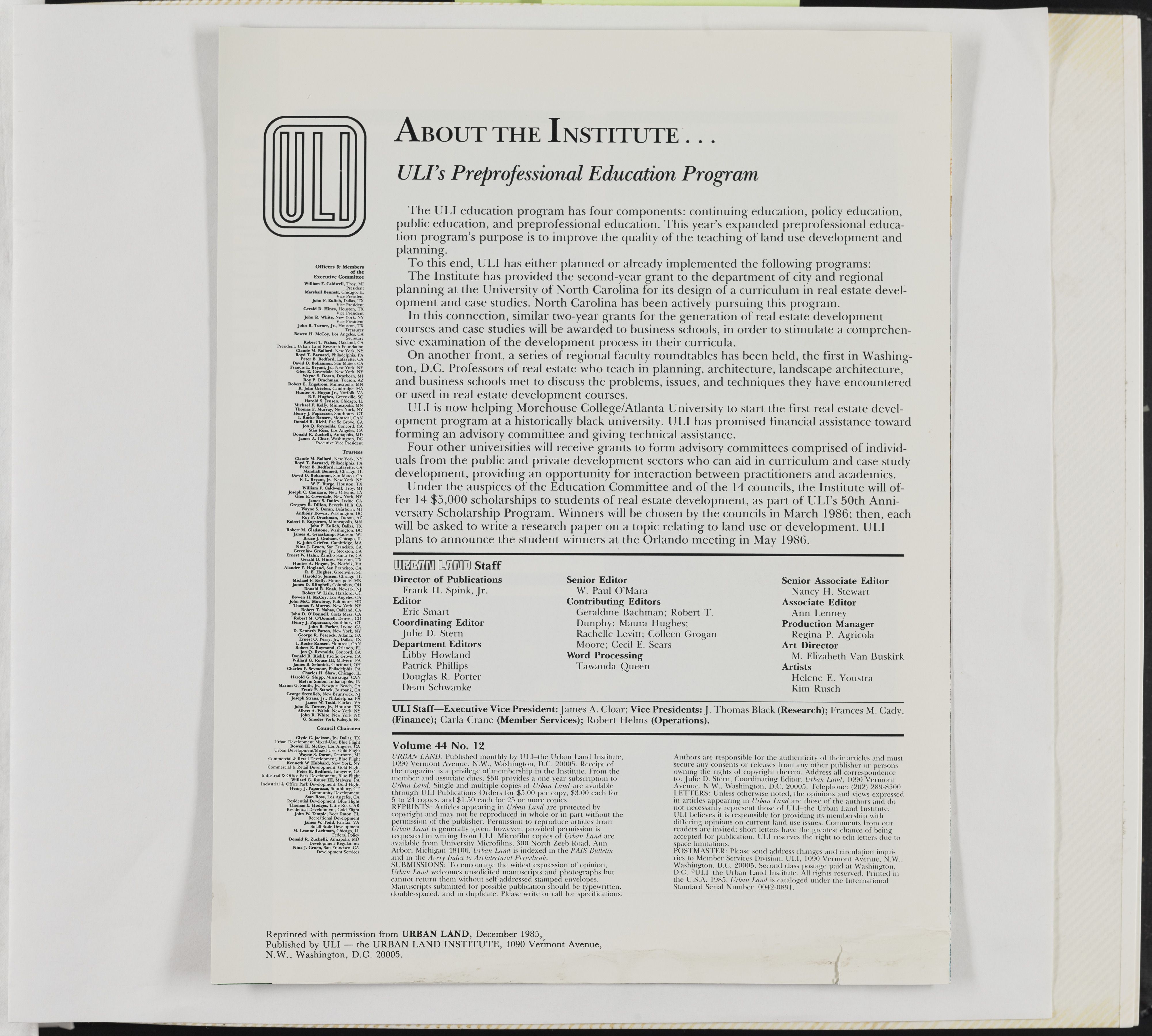 Urban Land Institute newsletter, page 4