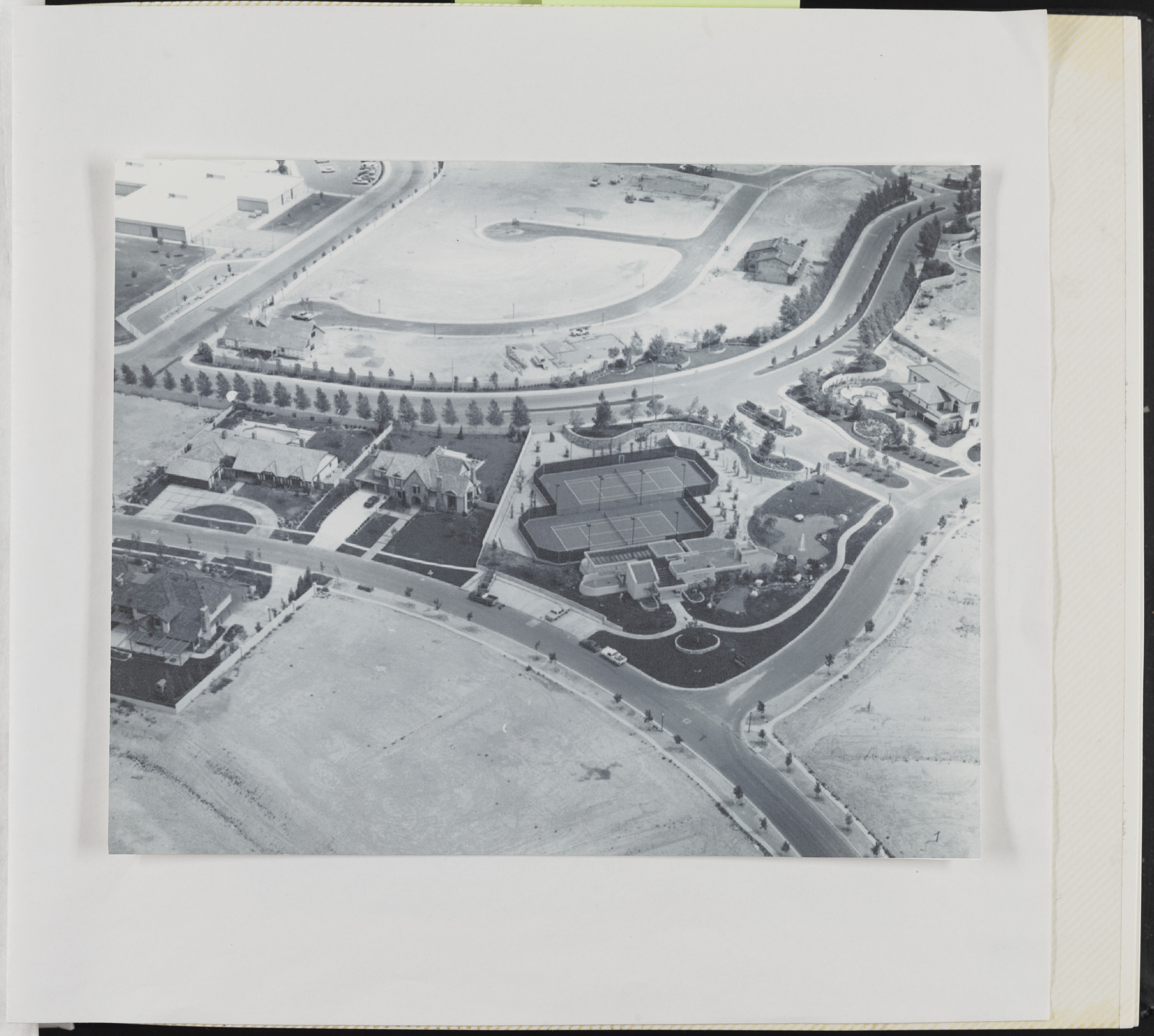 Photograph of aerial view drawing of recreation area