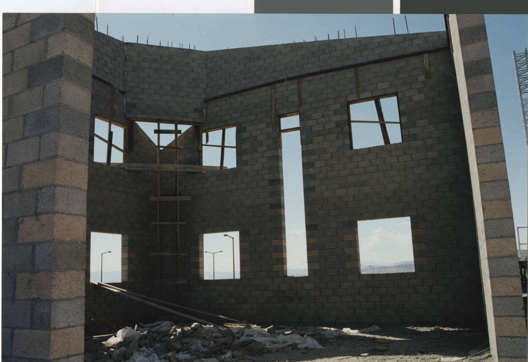 Photograph of view of construction of Temple Beth Sholom, 1990s