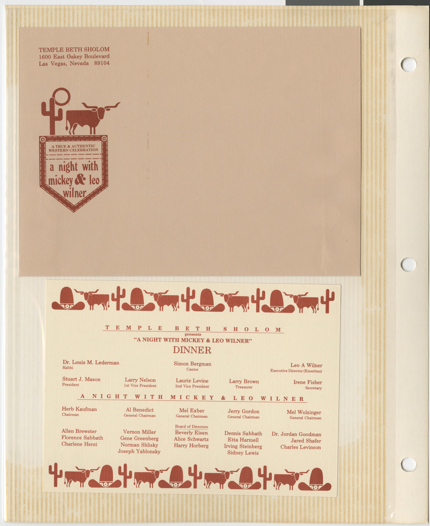 Program from retirement party for Leo Wilner, January 29, 1984