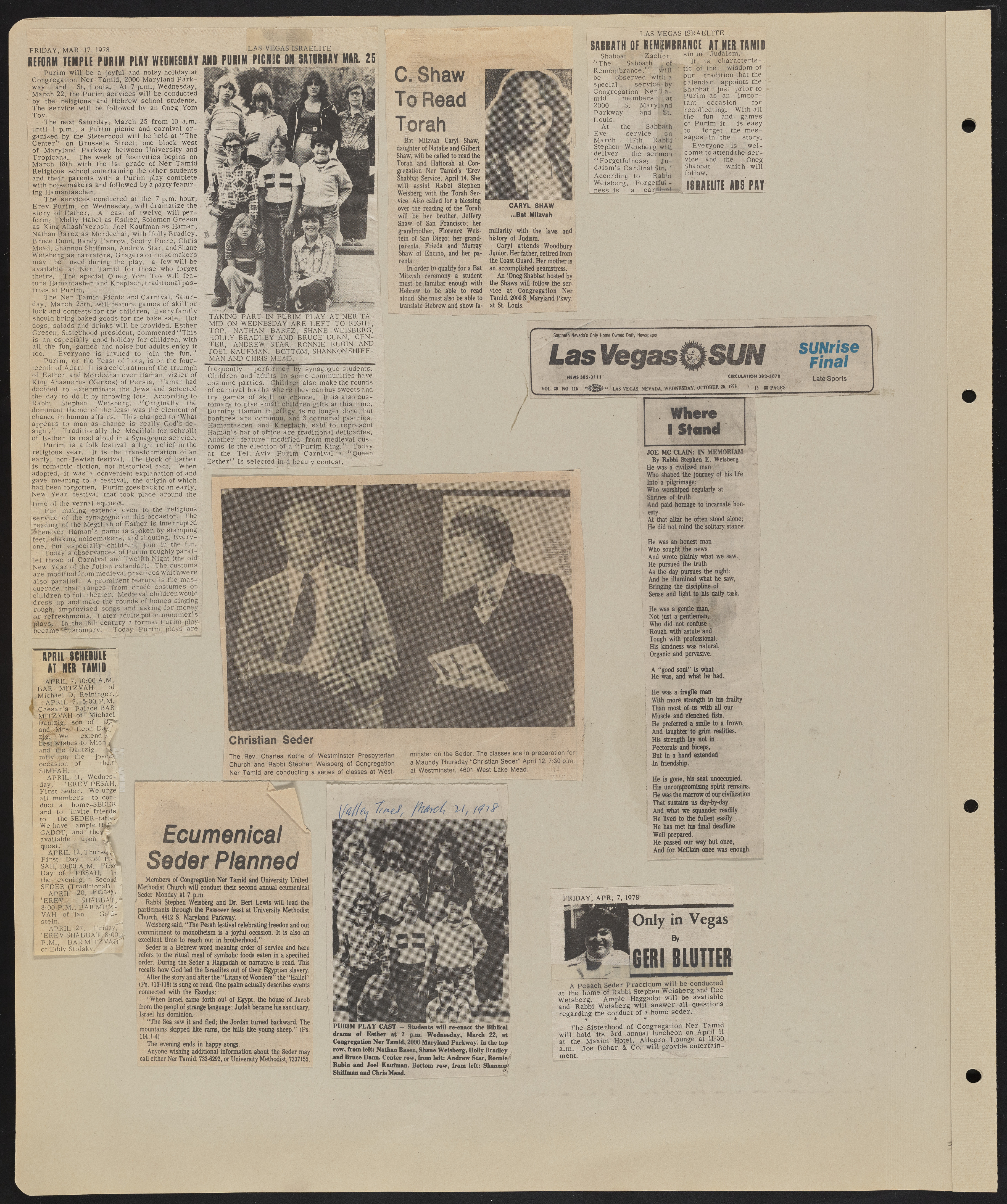 Congregation Ner Tamid Scrapbook, image 63