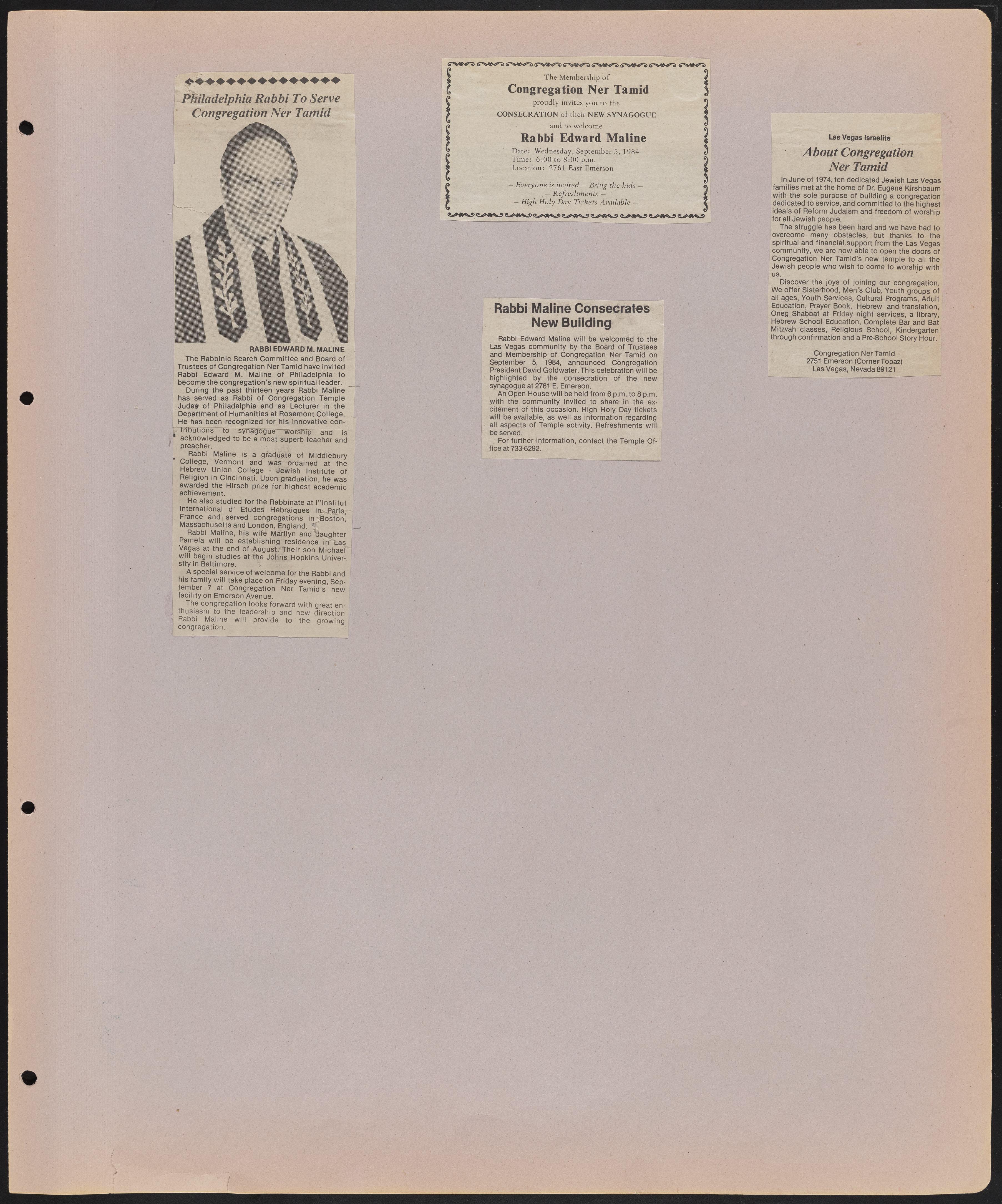 Congregation Ner Tamid Scrapbook, image 74