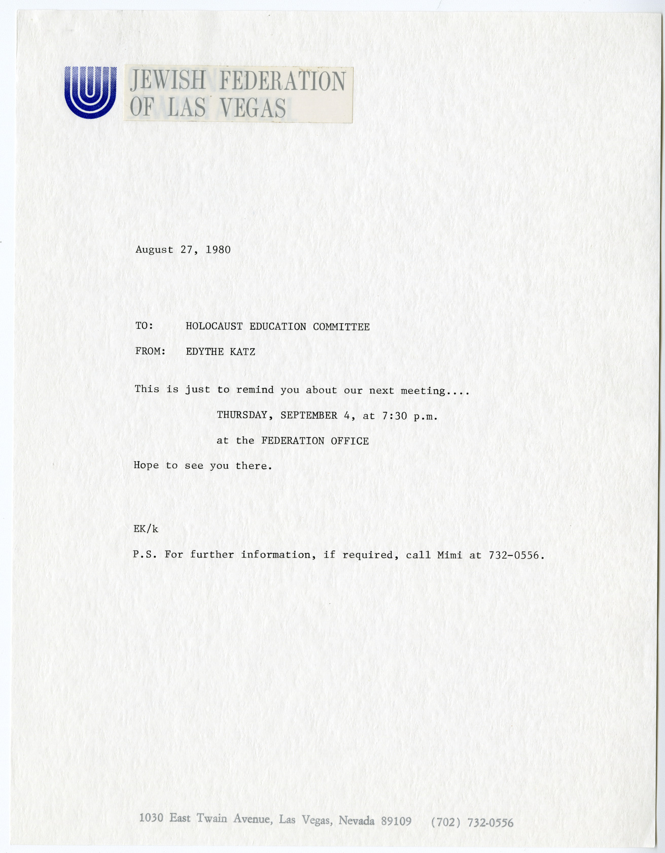 Holocaust Education Committee letters and meeting minutes, document 07