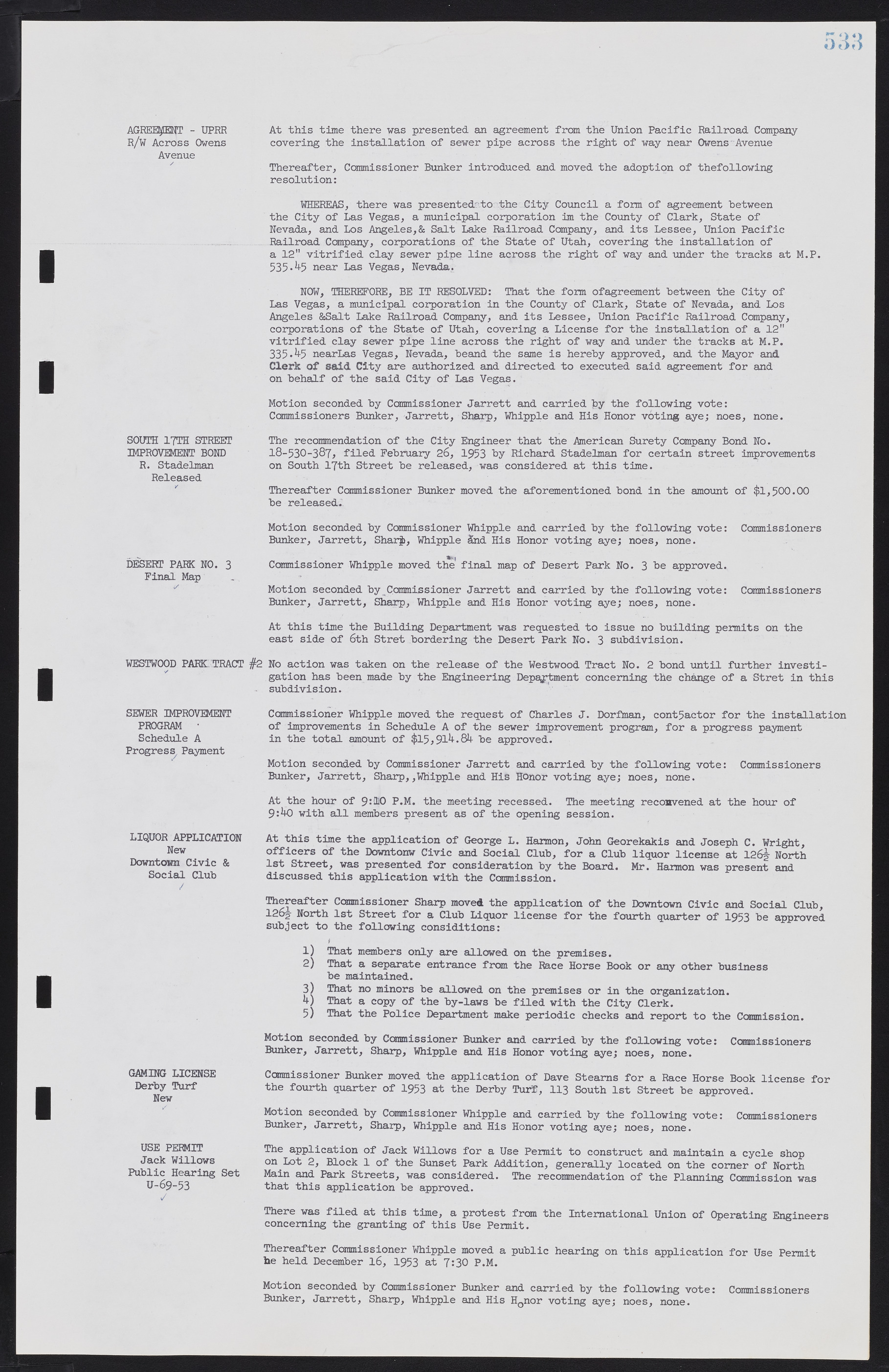 Las Vegas City Commission Minutes, May 26, 1952 to February 17, 1954, lvc000008-563