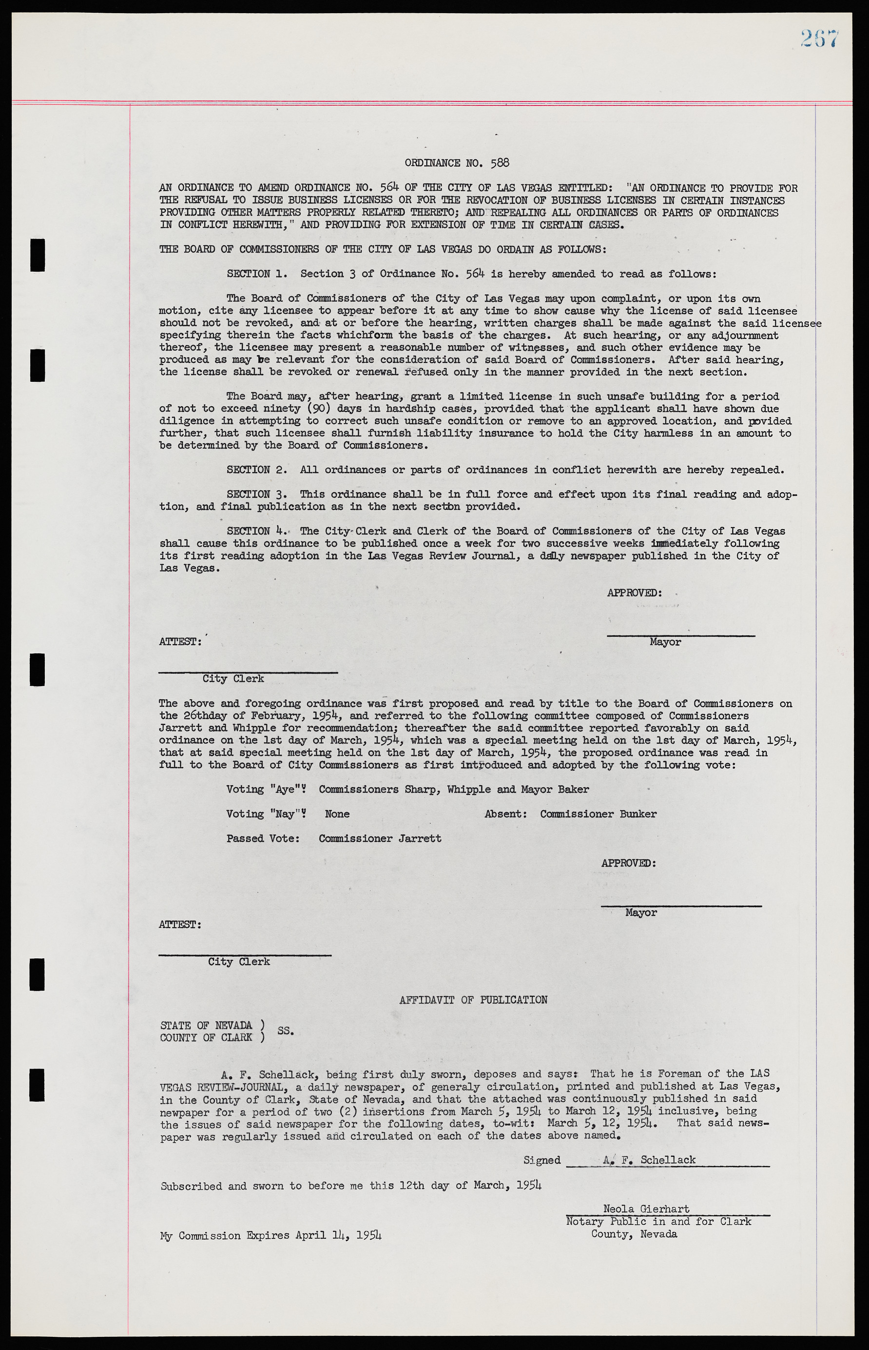 Las Vegas City Ordinances, November 13, 1950 to August 6, 1958, lvc000015-275