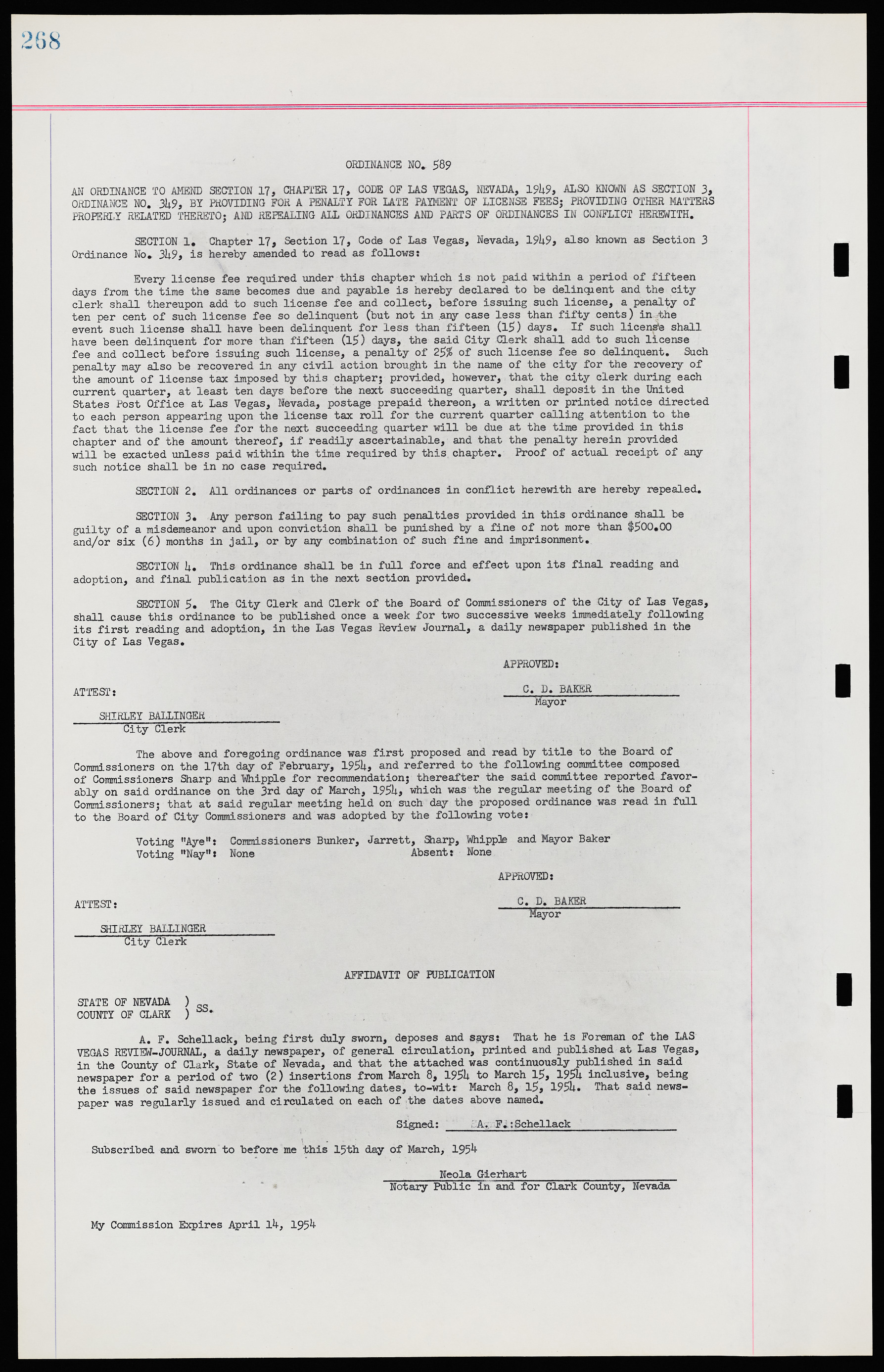 Las Vegas City Ordinances, November 13, 1950 to August 6, 1958, lvc000015-276