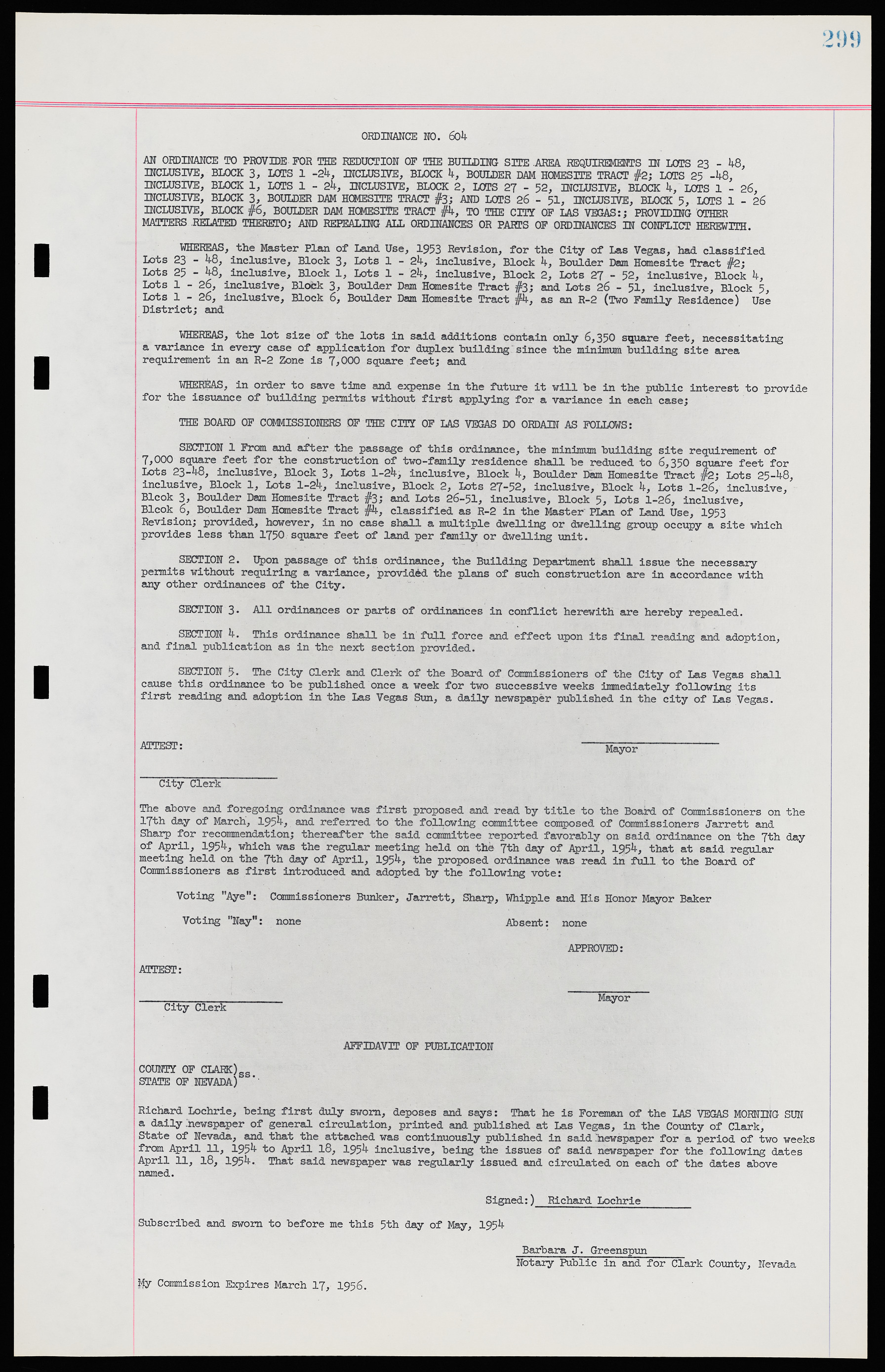 Las Vegas City Ordinances, November 13, 1950 to August 6, 1958, lvc000015-307
