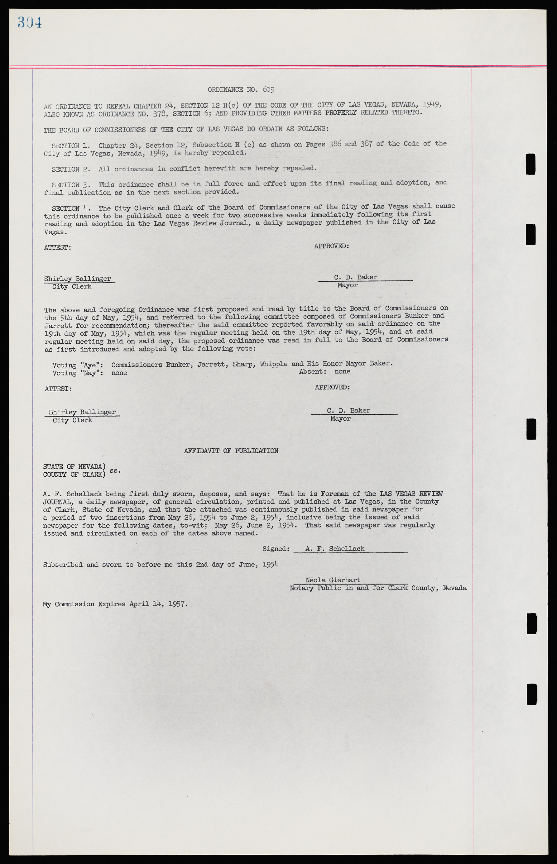 Las Vegas City Ordinances, November 13, 1950 to August 6, 1958, lvc000015-312