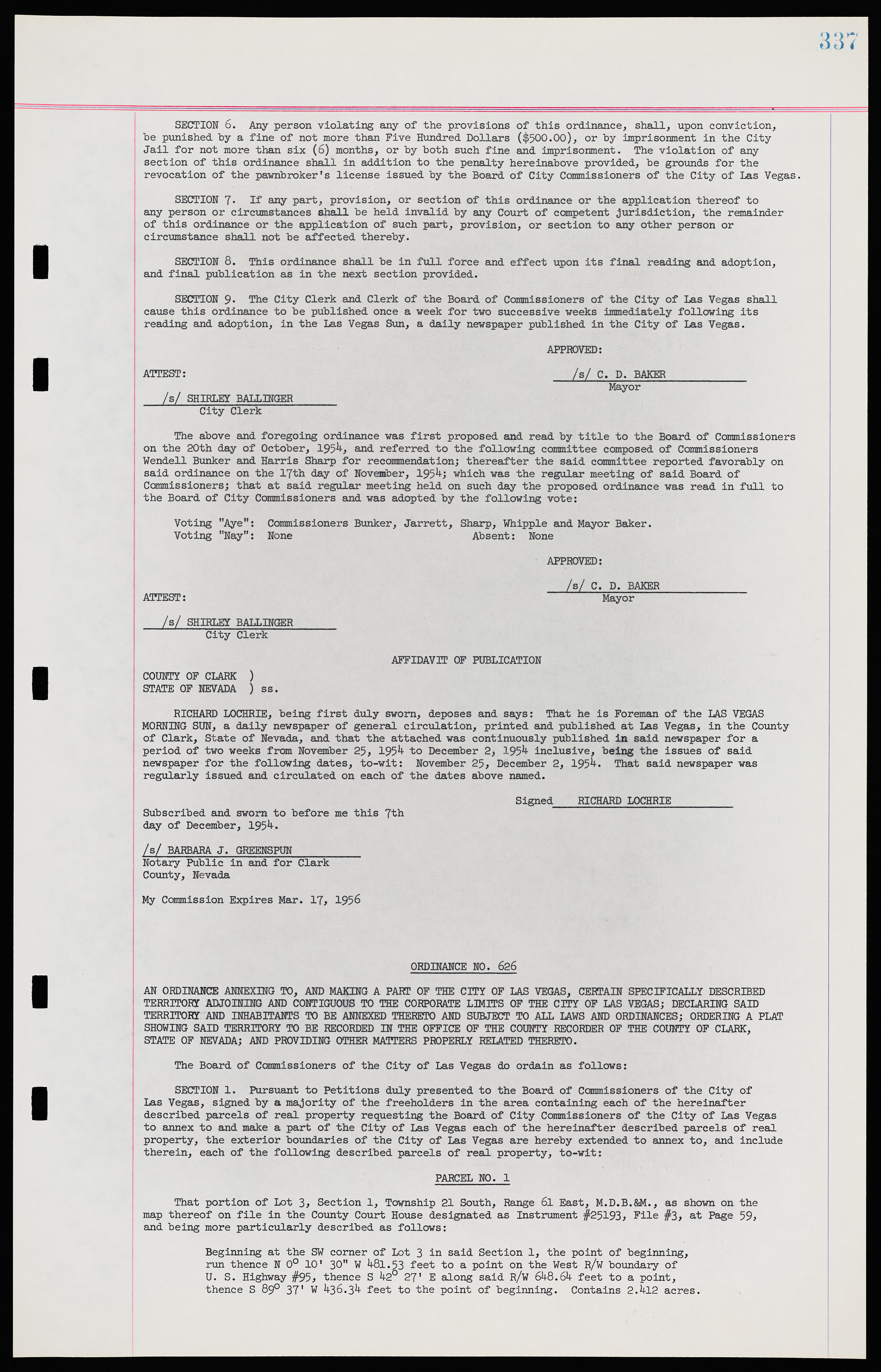 Las Vegas City Ordinances, November 13, 1950 to August 6, 1958, lvc000015-345