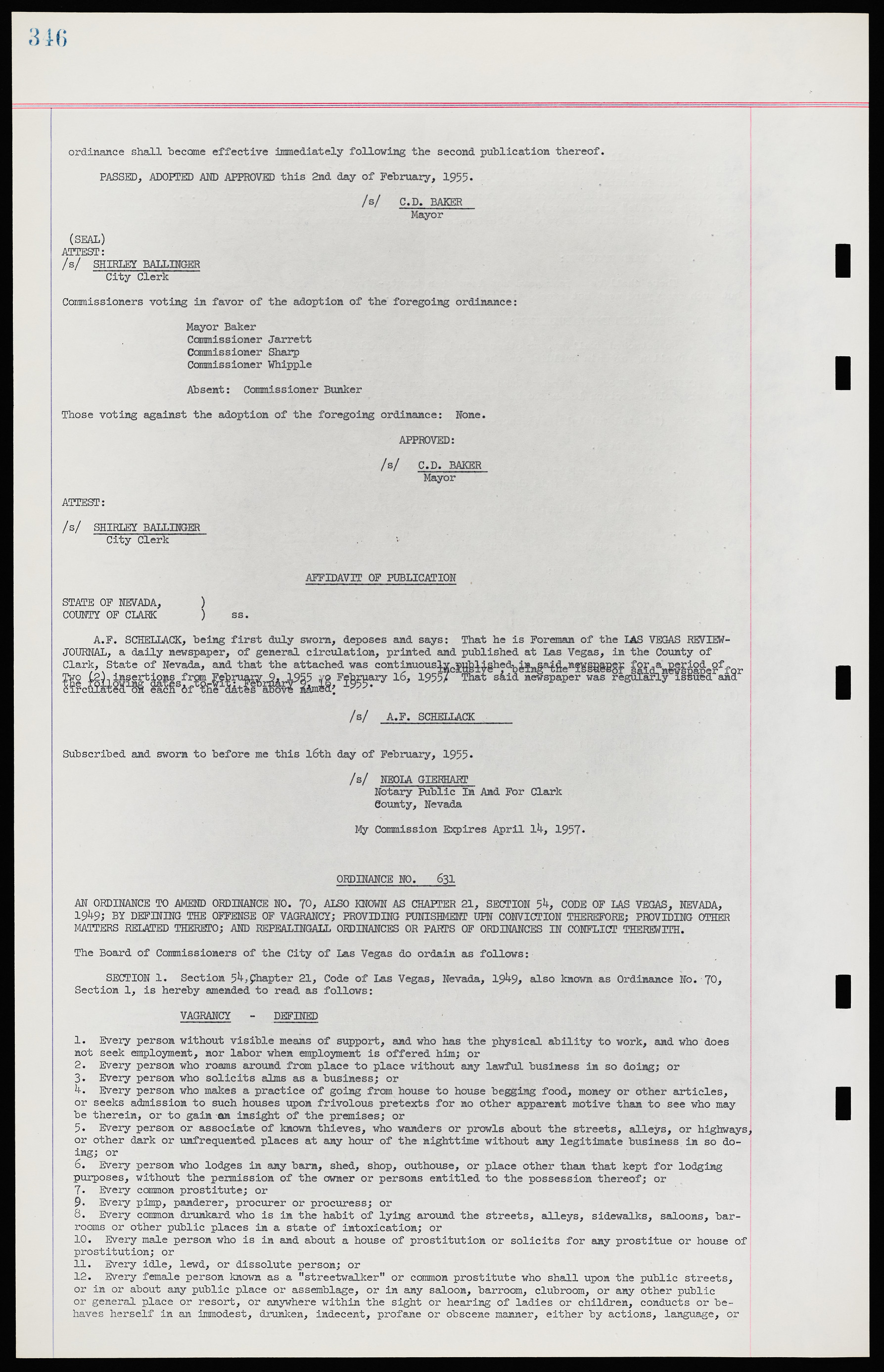 Las Vegas City Ordinances, November 13, 1950 to August 6, 1958, lvc000015-354