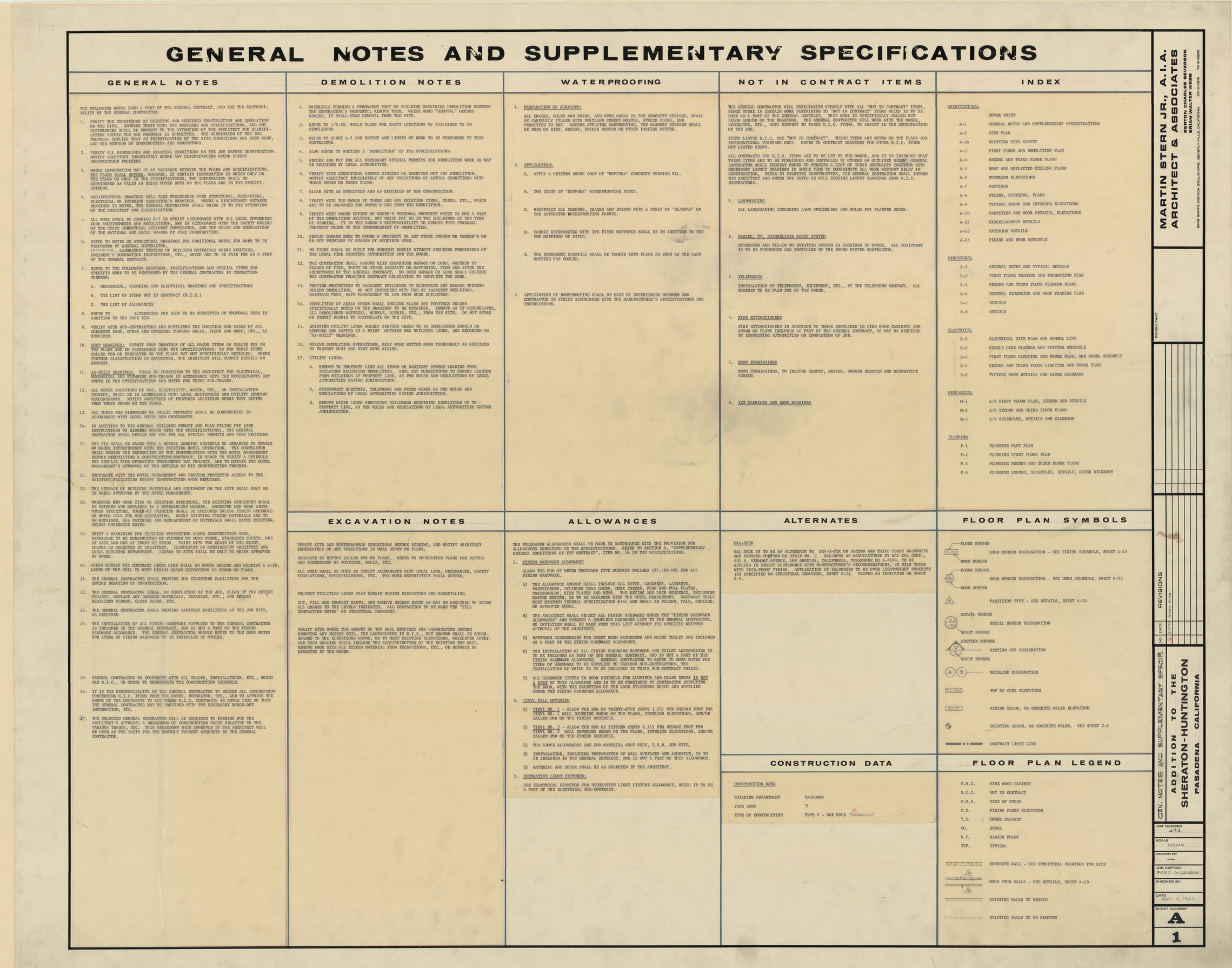 Huntington addition, architectural, electrical, mechanical, and plumbing: architectural drawings, image 001