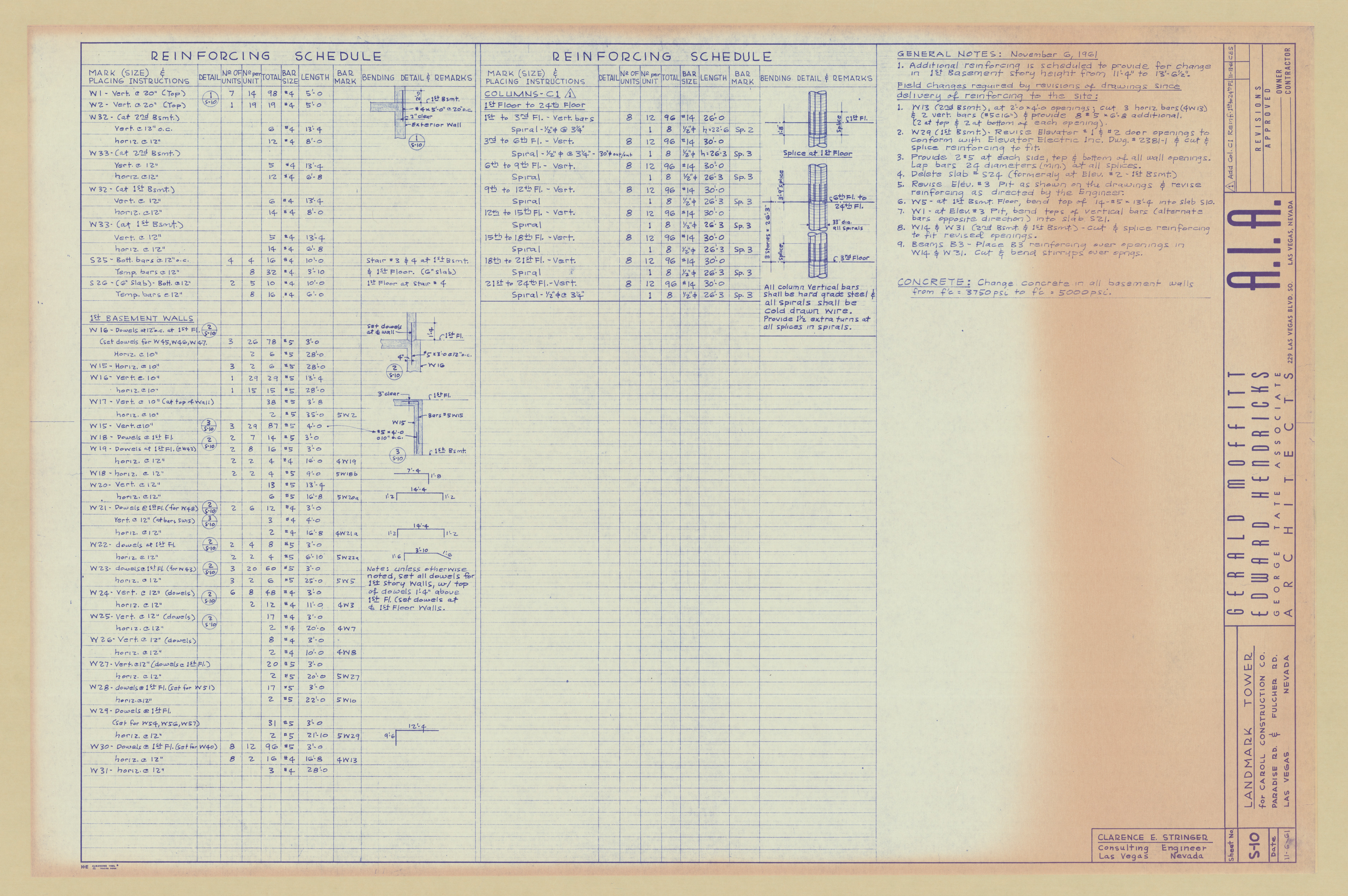 Original Landmark Tower structural drawings, sheets S1-S105: architectural drawings, image 010