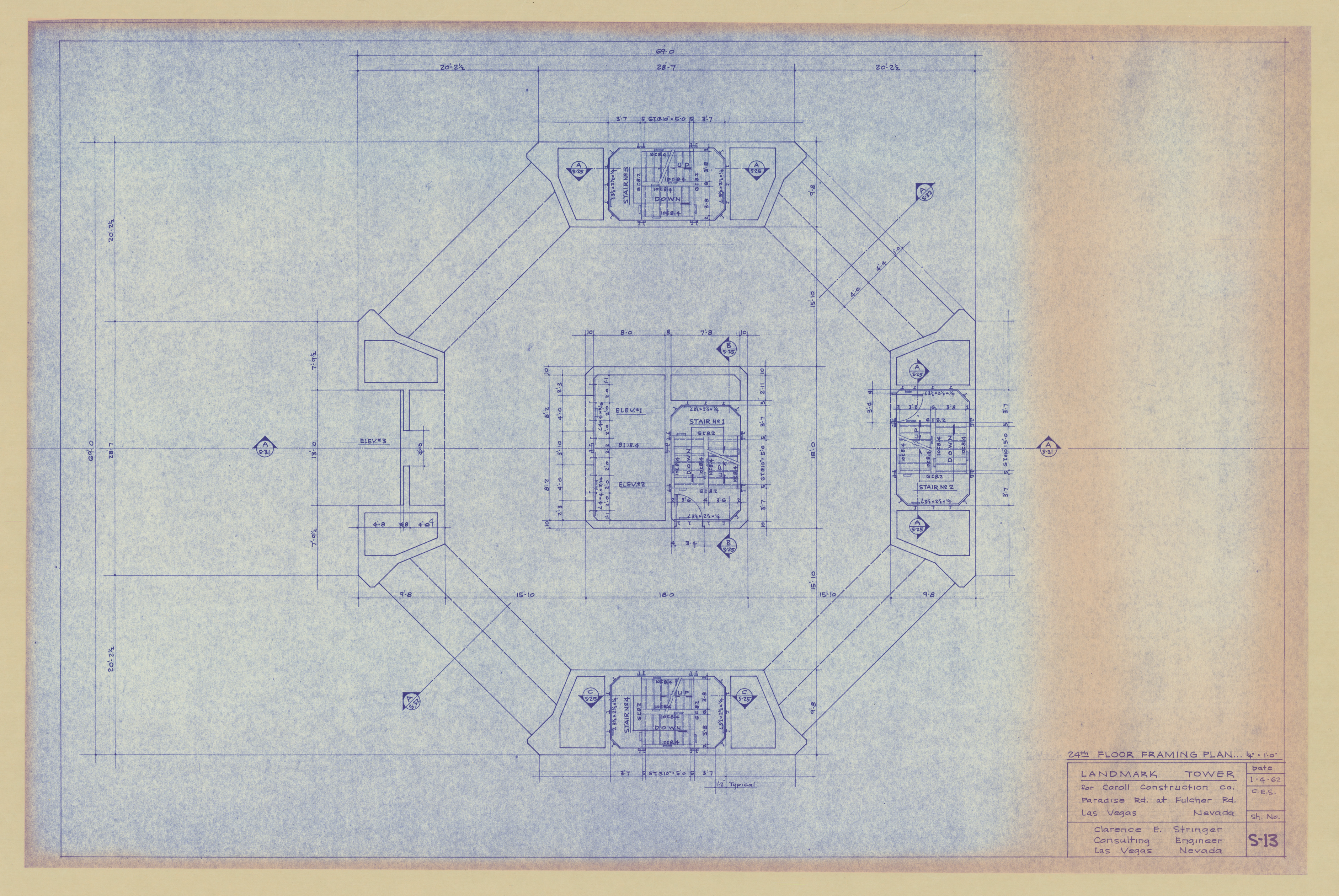 Original Landmark Tower structural drawings, sheets S1-S105: architectural drawings, image 014