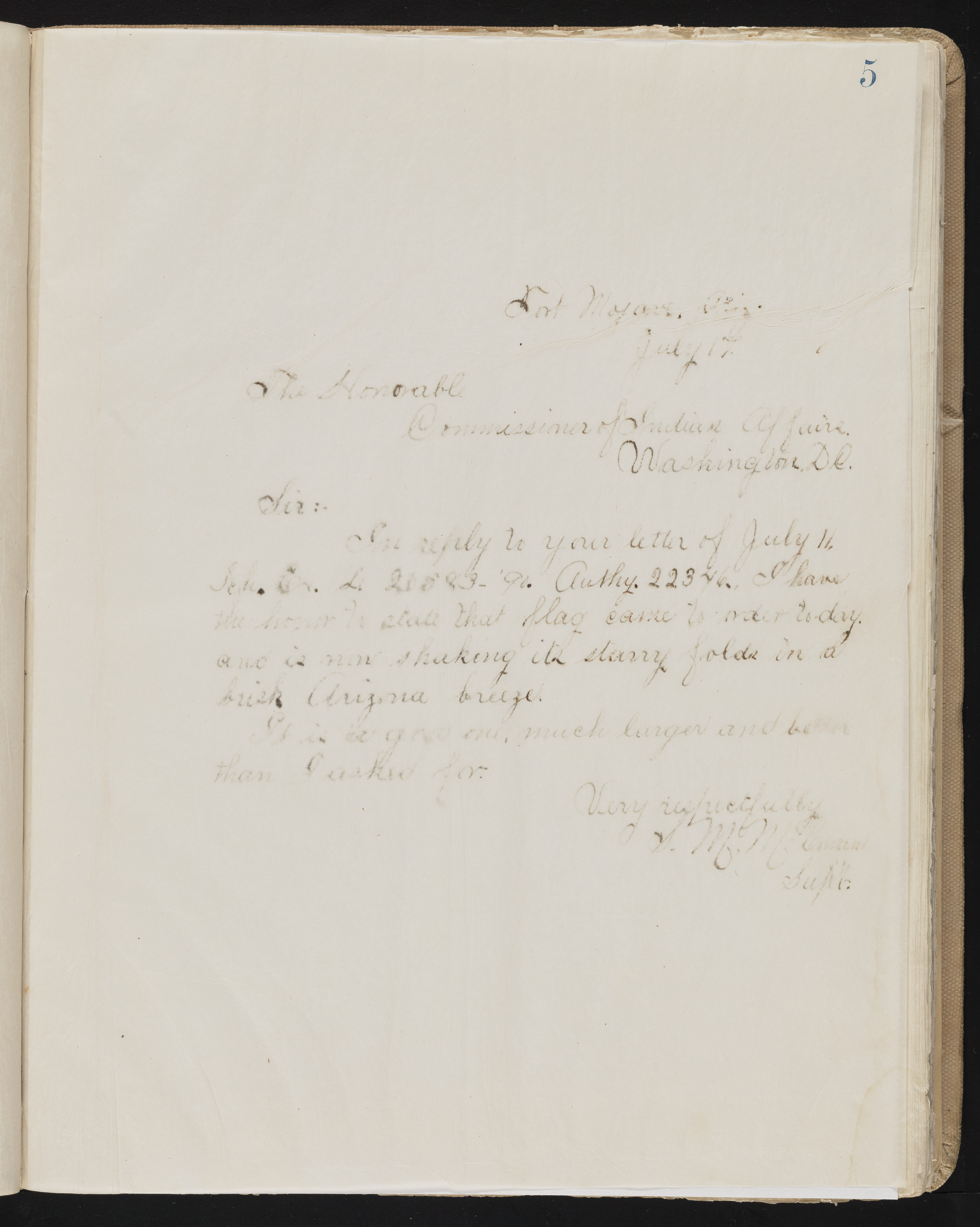 Fort Mojave Industrial School correspondence, administrative and financial information, image 007