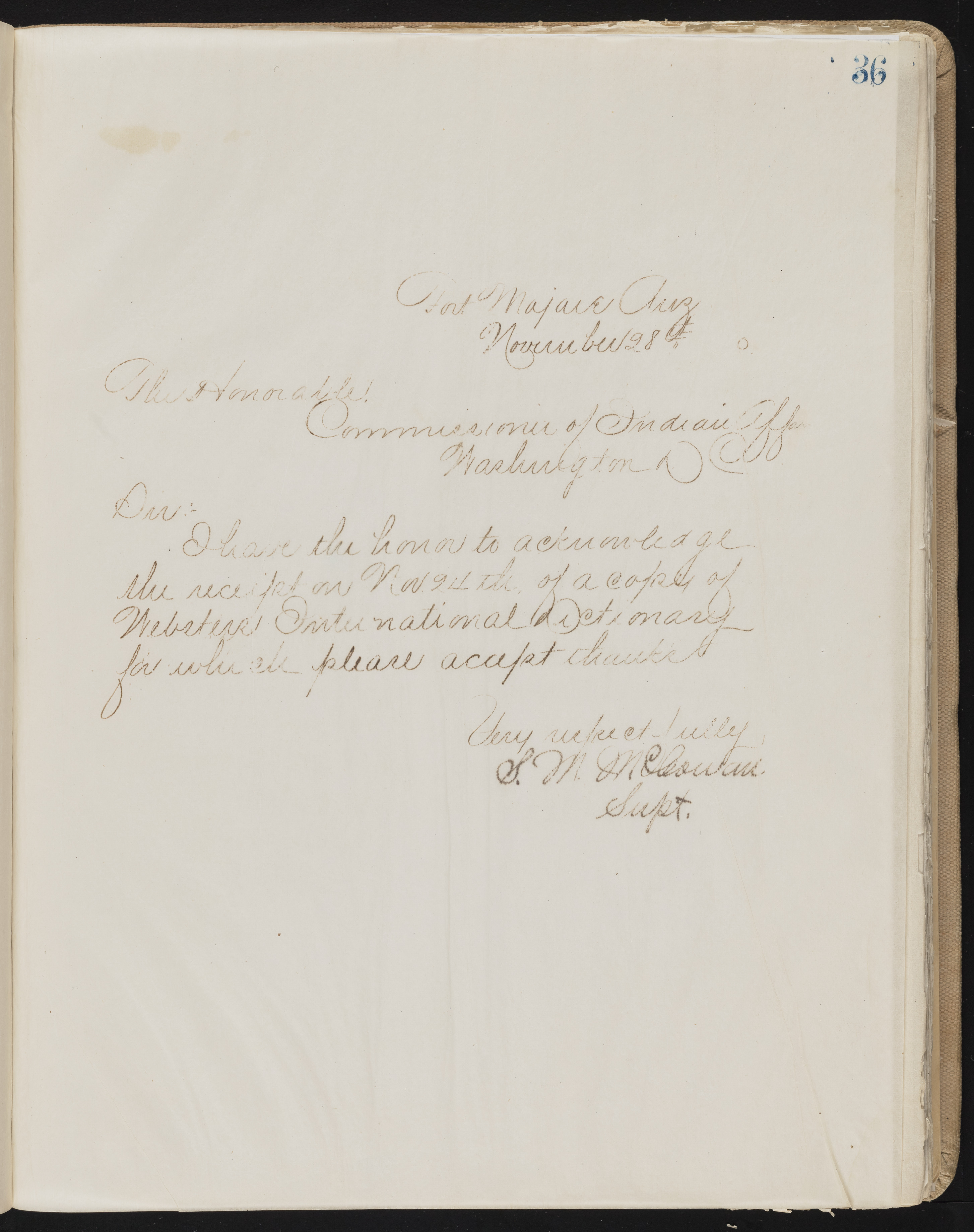 Fort Mojave Industrial School correspondence, administrative and financial information, image 038