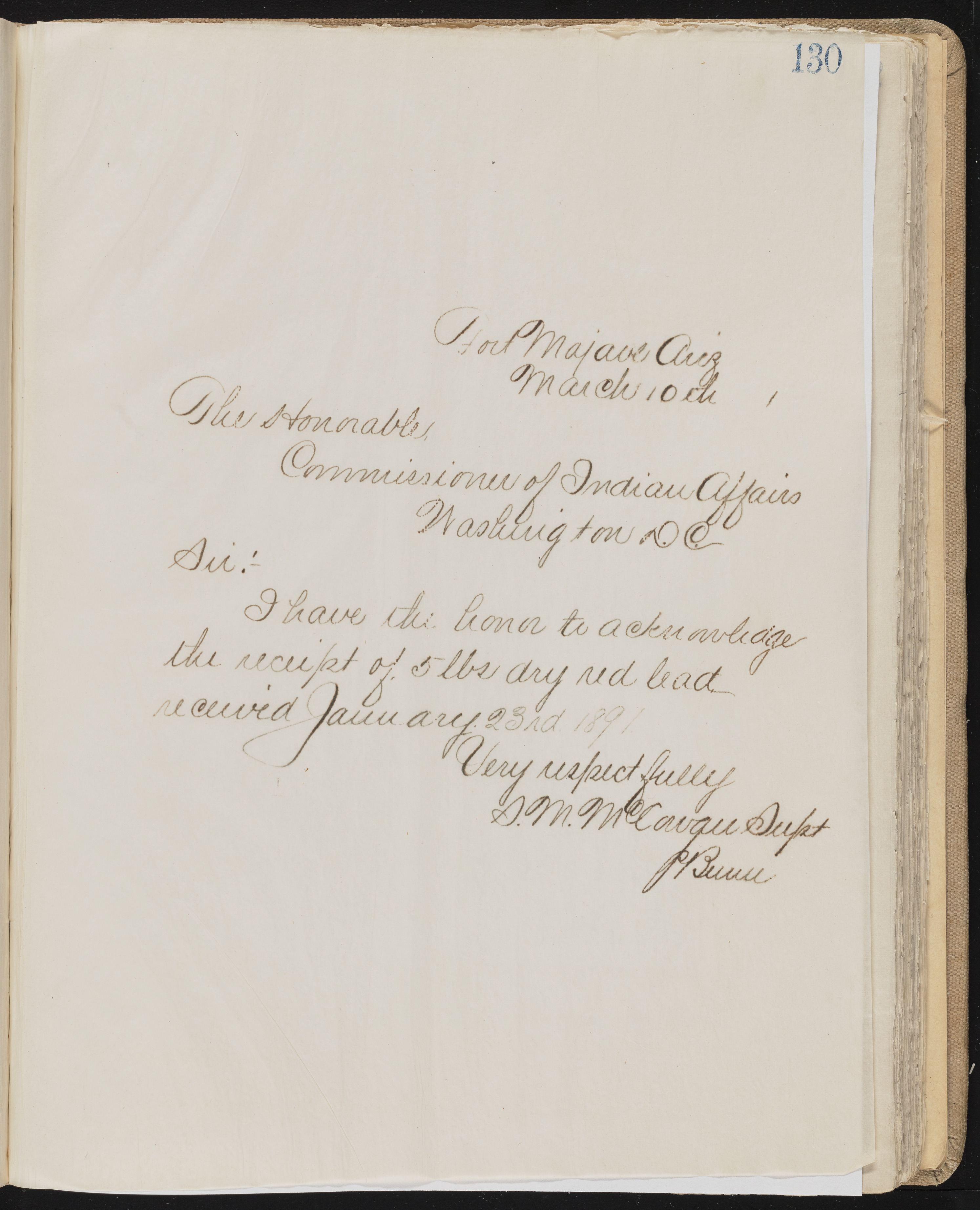 Fort Mojave Industrial School correspondence, administrative and financial information, image 089