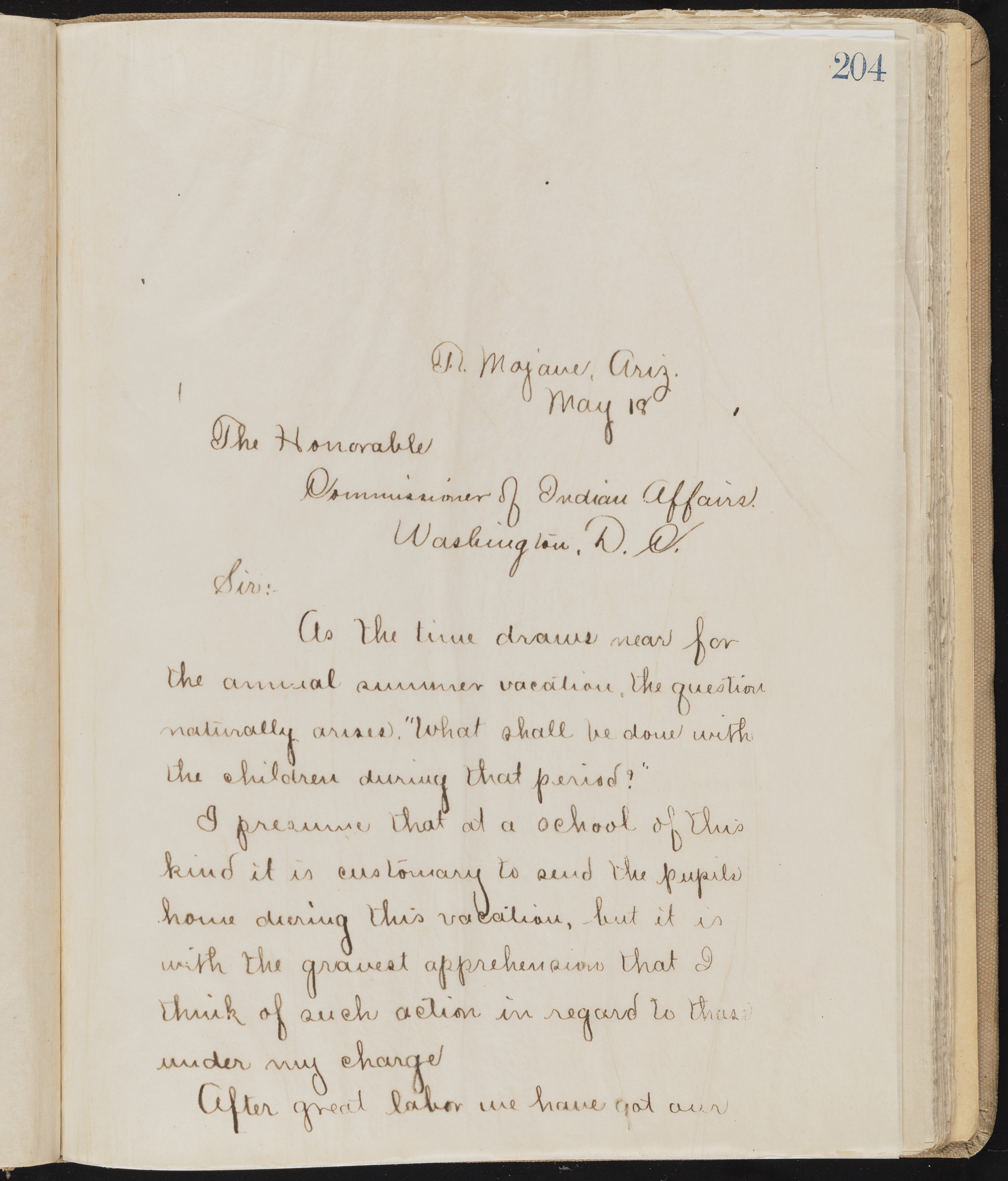 Fort Mojave Industrial School correspondence, administrative and financial information, image 163