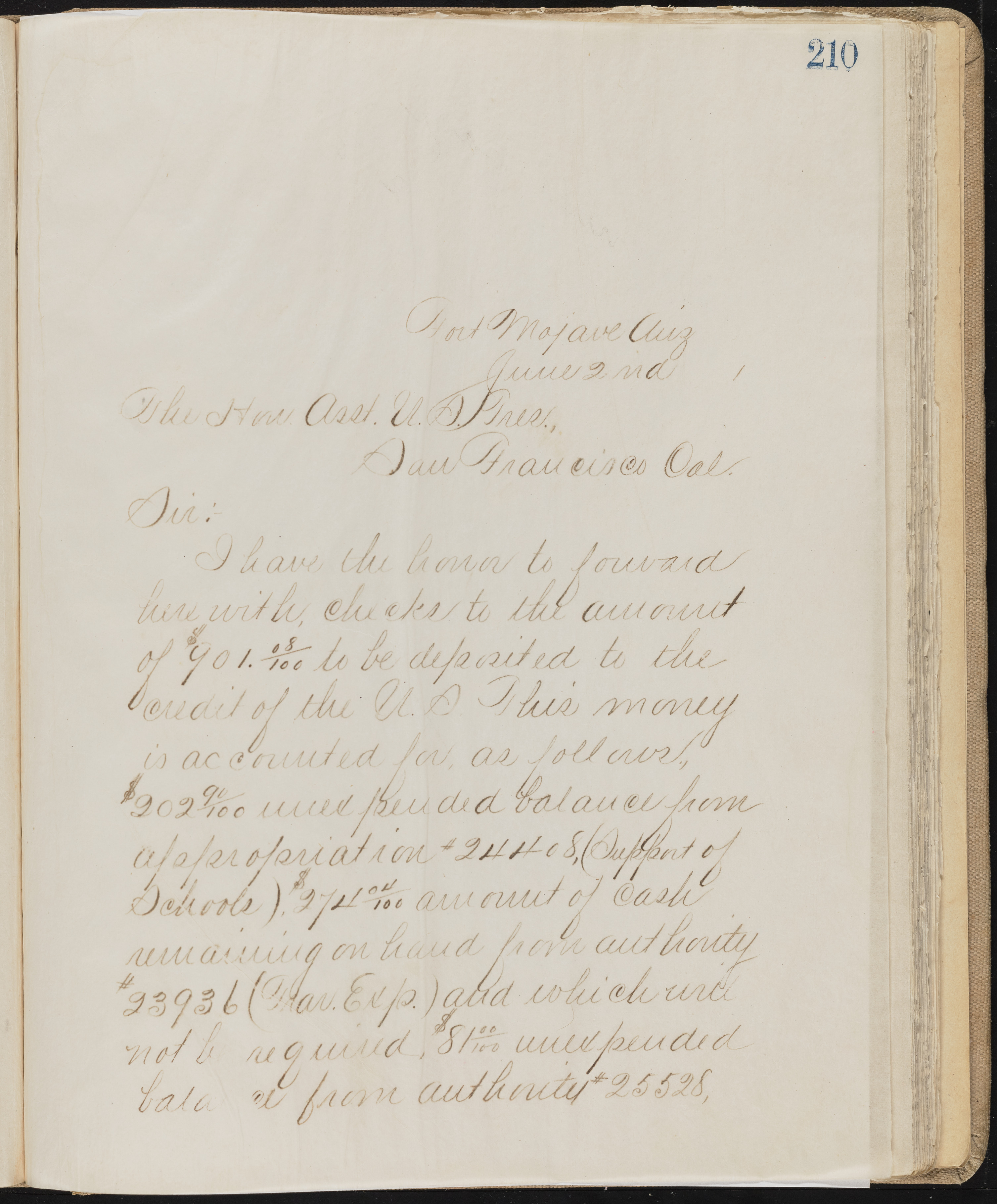 Fort Mojave Industrial School correspondence, administrative and financial information, image 169