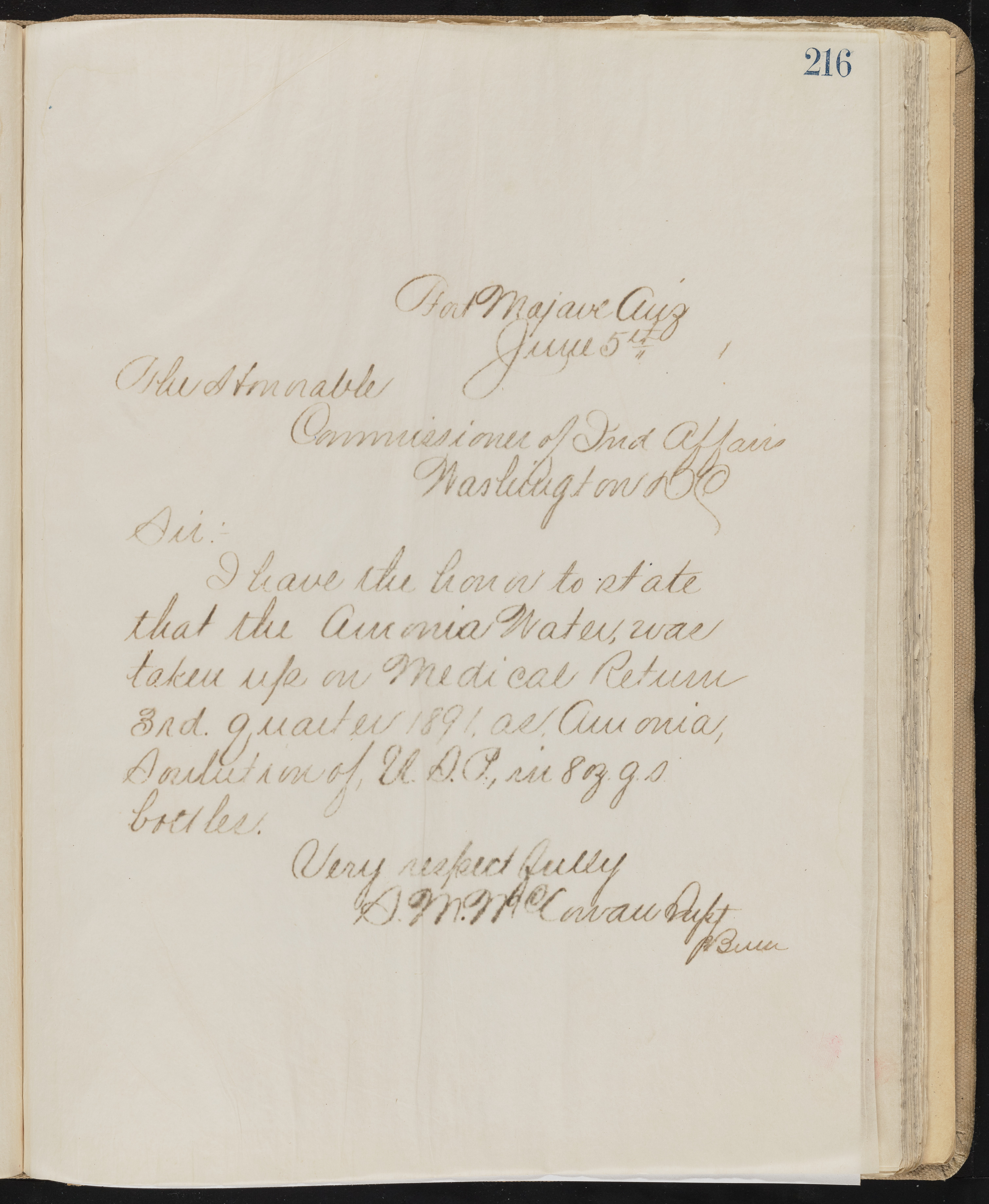 Fort Mojave Industrial School correspondence, administrative and financial information, image 173