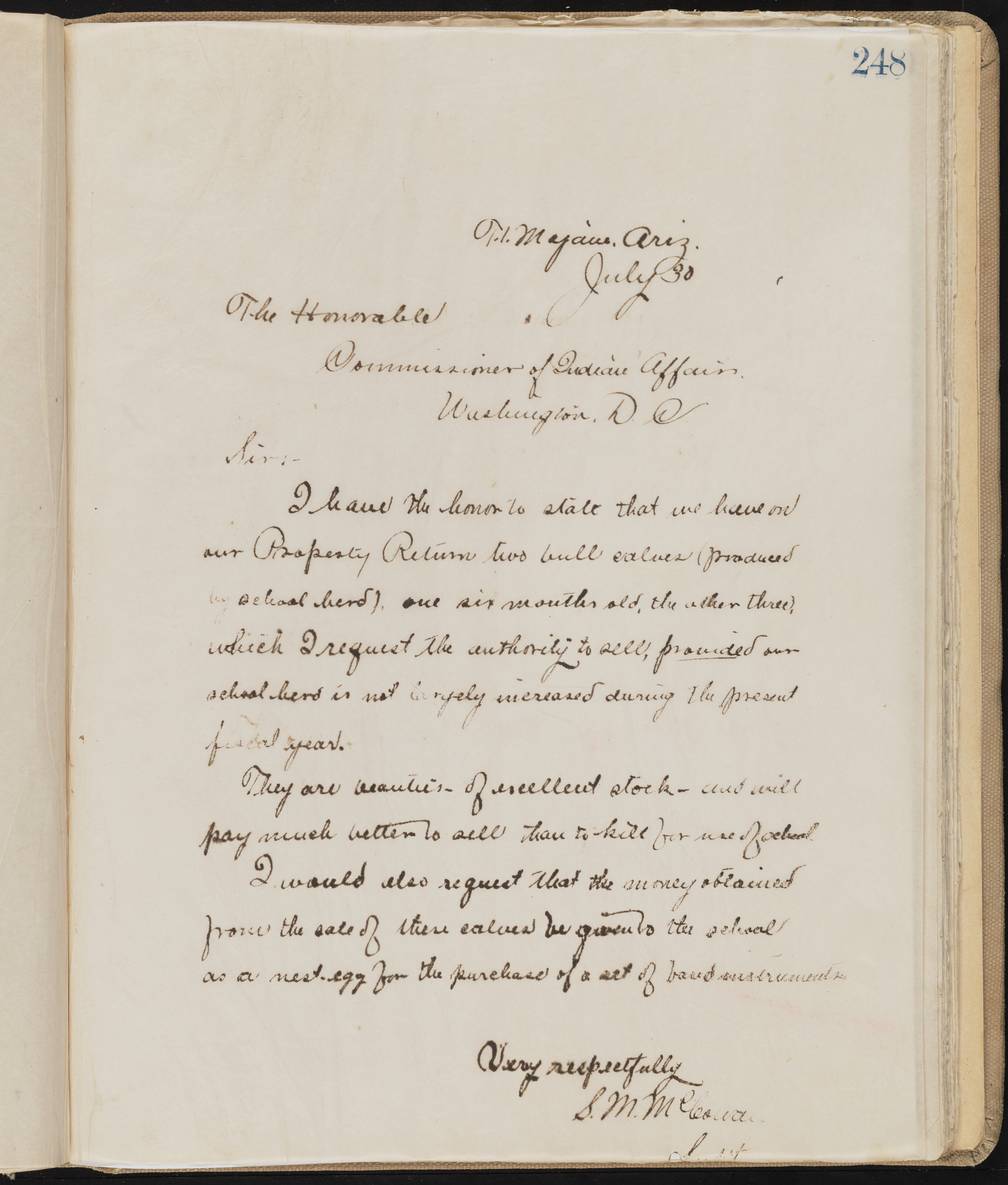 Fort Mojave Industrial School correspondence, administrative and financial information, image 207