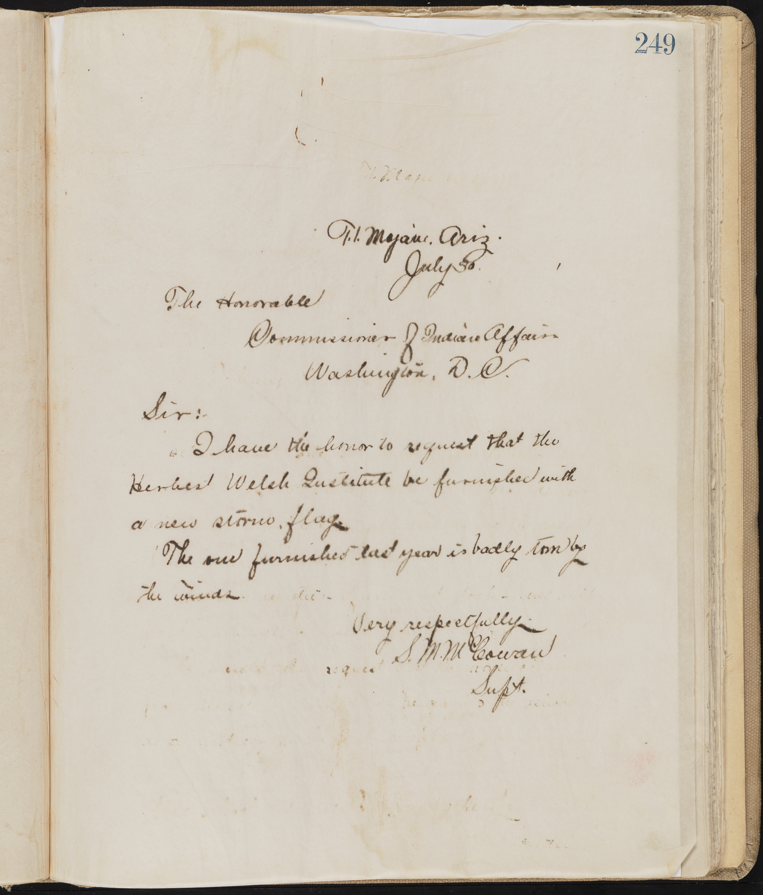 Fort Mojave Industrial School correspondence, administrative and financial information, image 208