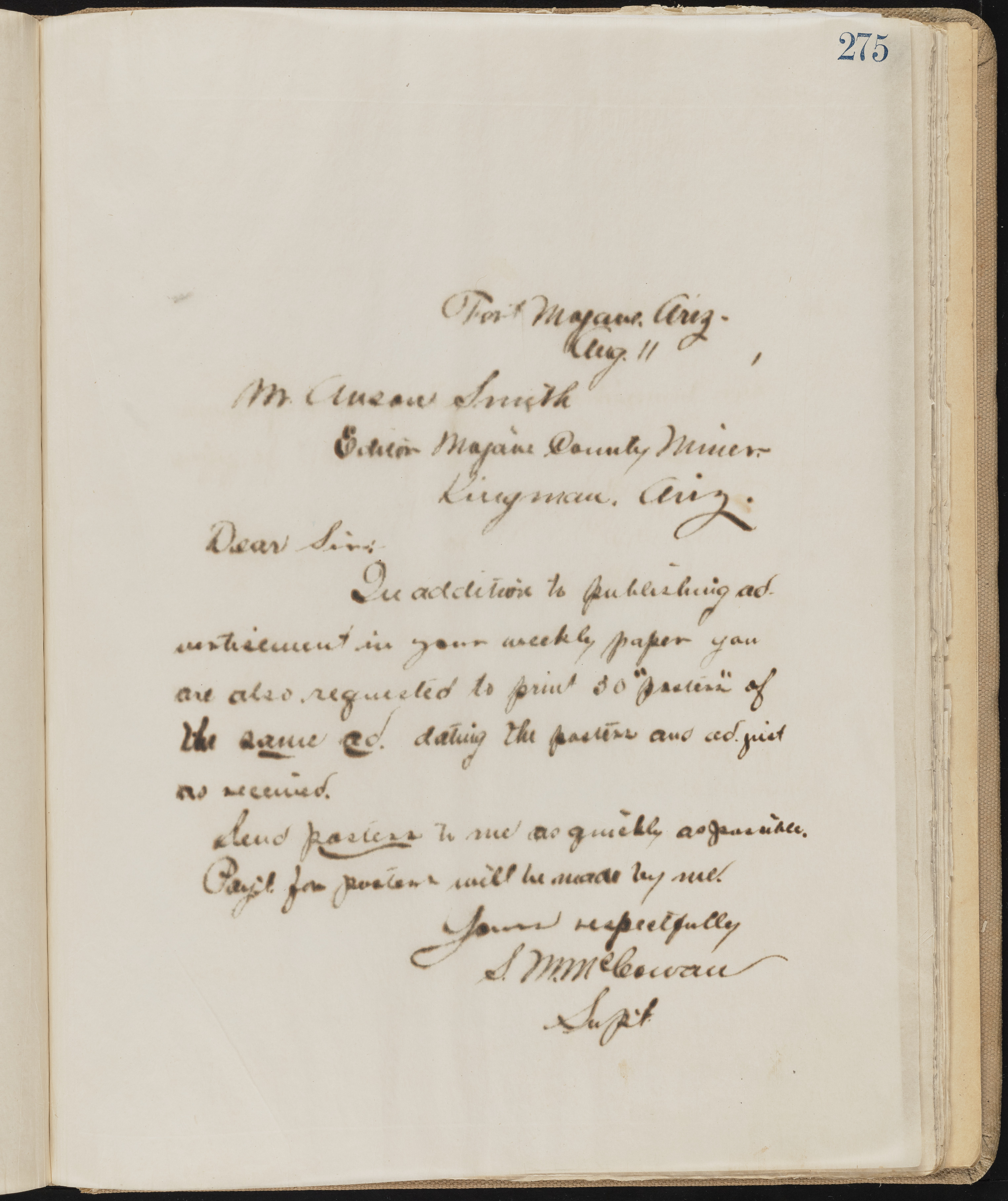 Fort Mojave Industrial School correspondence, administrative and financial information, image 234