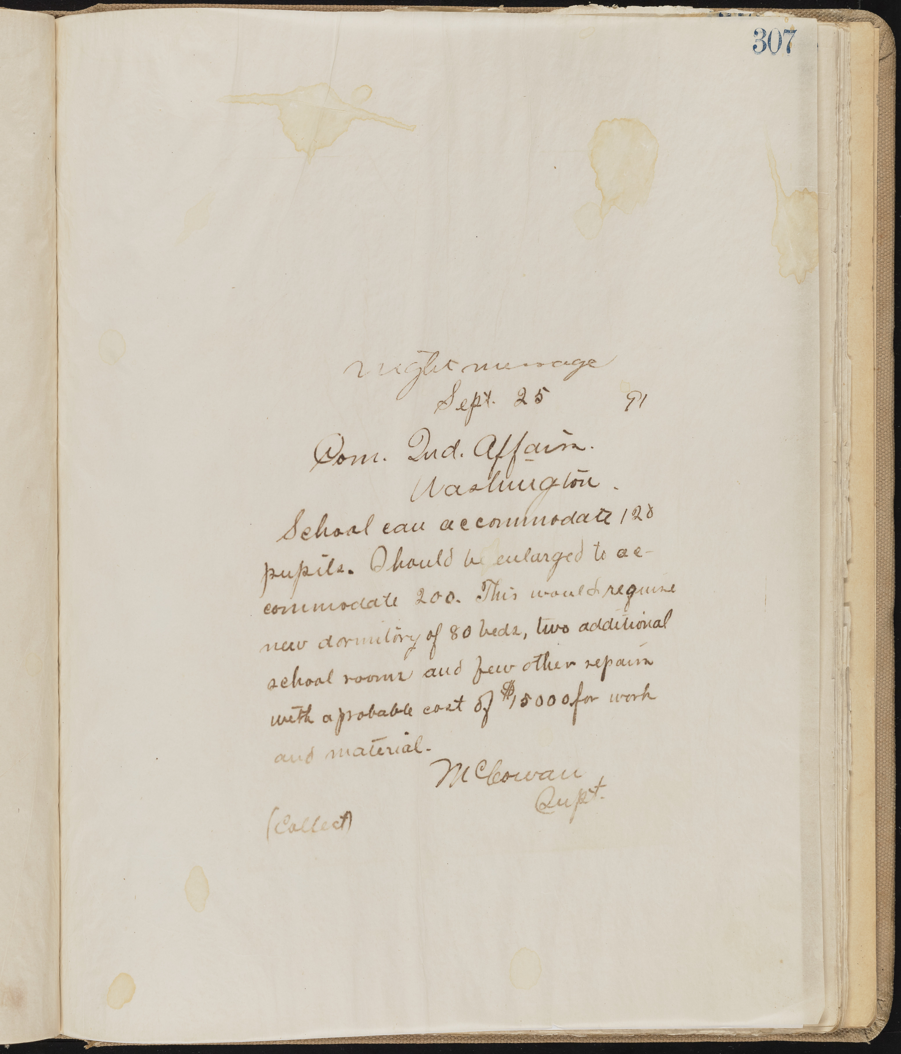 Fort Mojave Industrial School correspondence, administrative and financial information, image 260