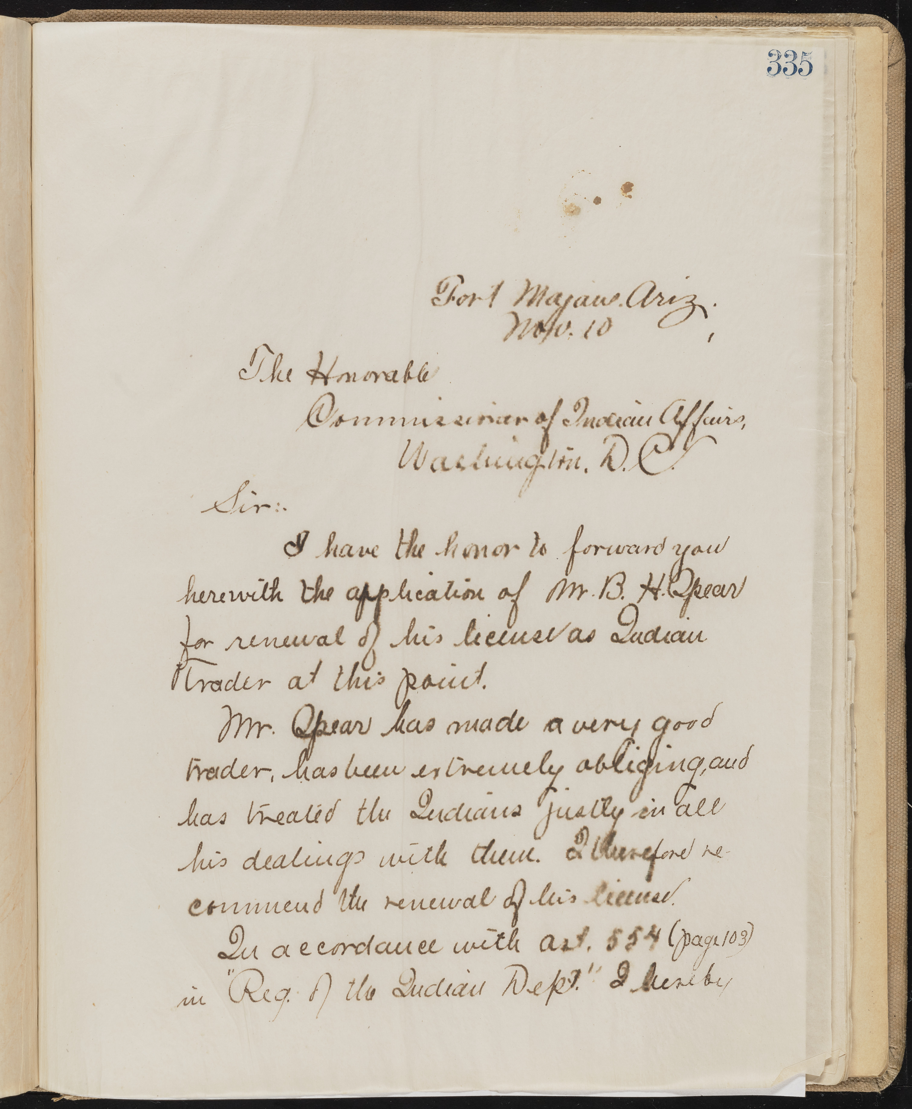 Fort Mojave Industrial School correspondence, administrative and financial information, image 288