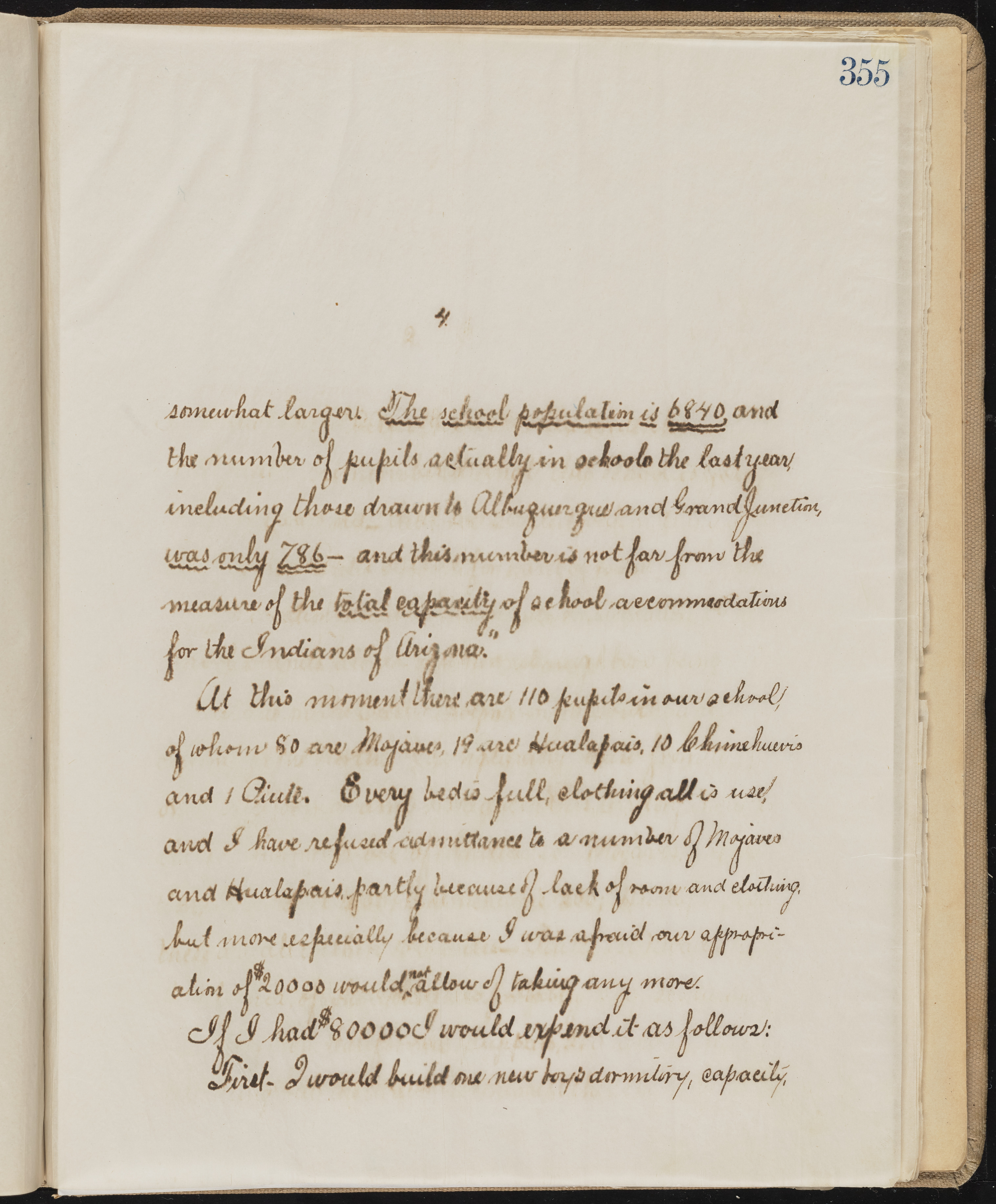 Fort Mojave Industrial School correspondence, administrative and financial information, image 298