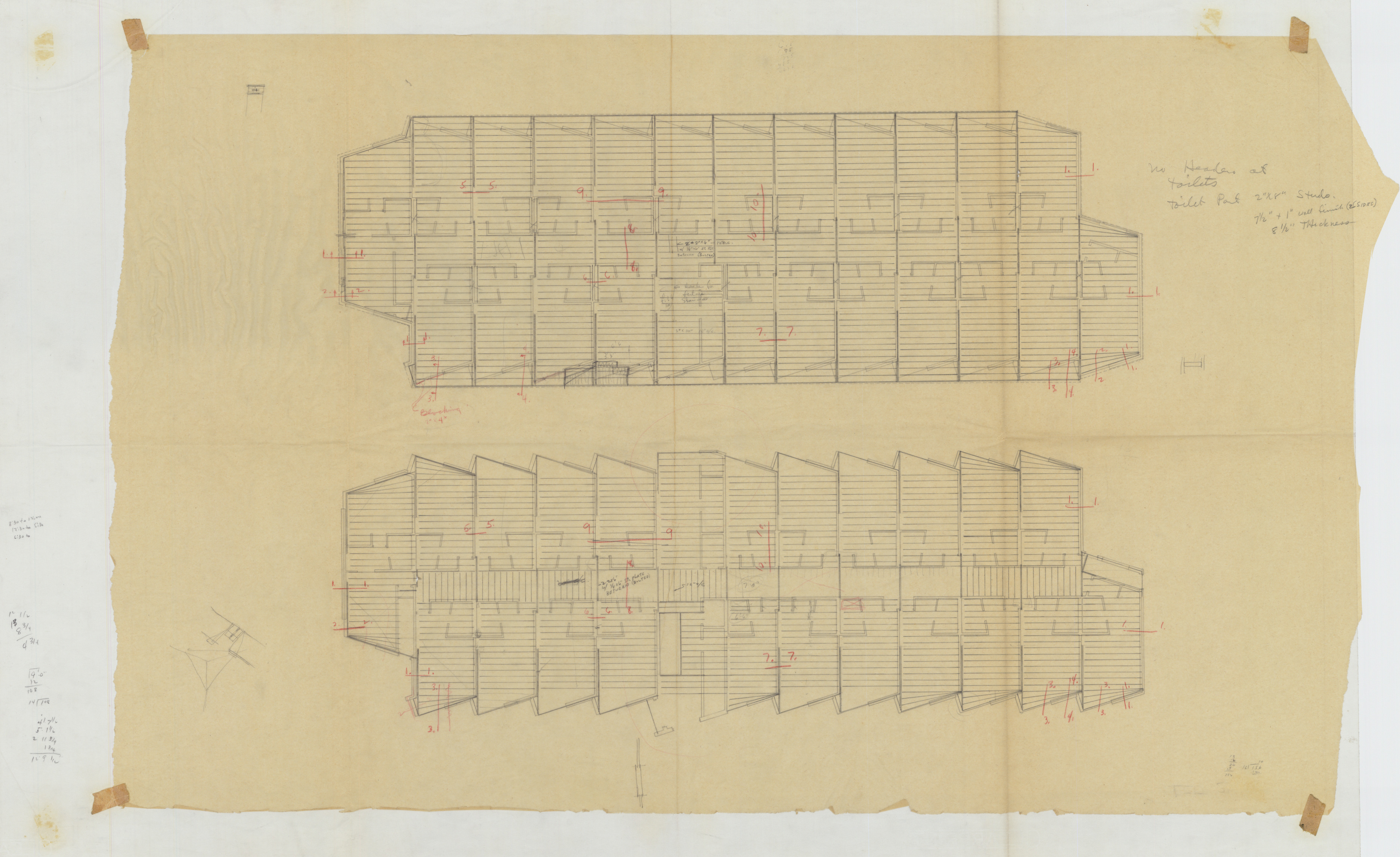 Architectural drawing of the Hacienda (Las Vegas), plumbing details, before 1956, image 1