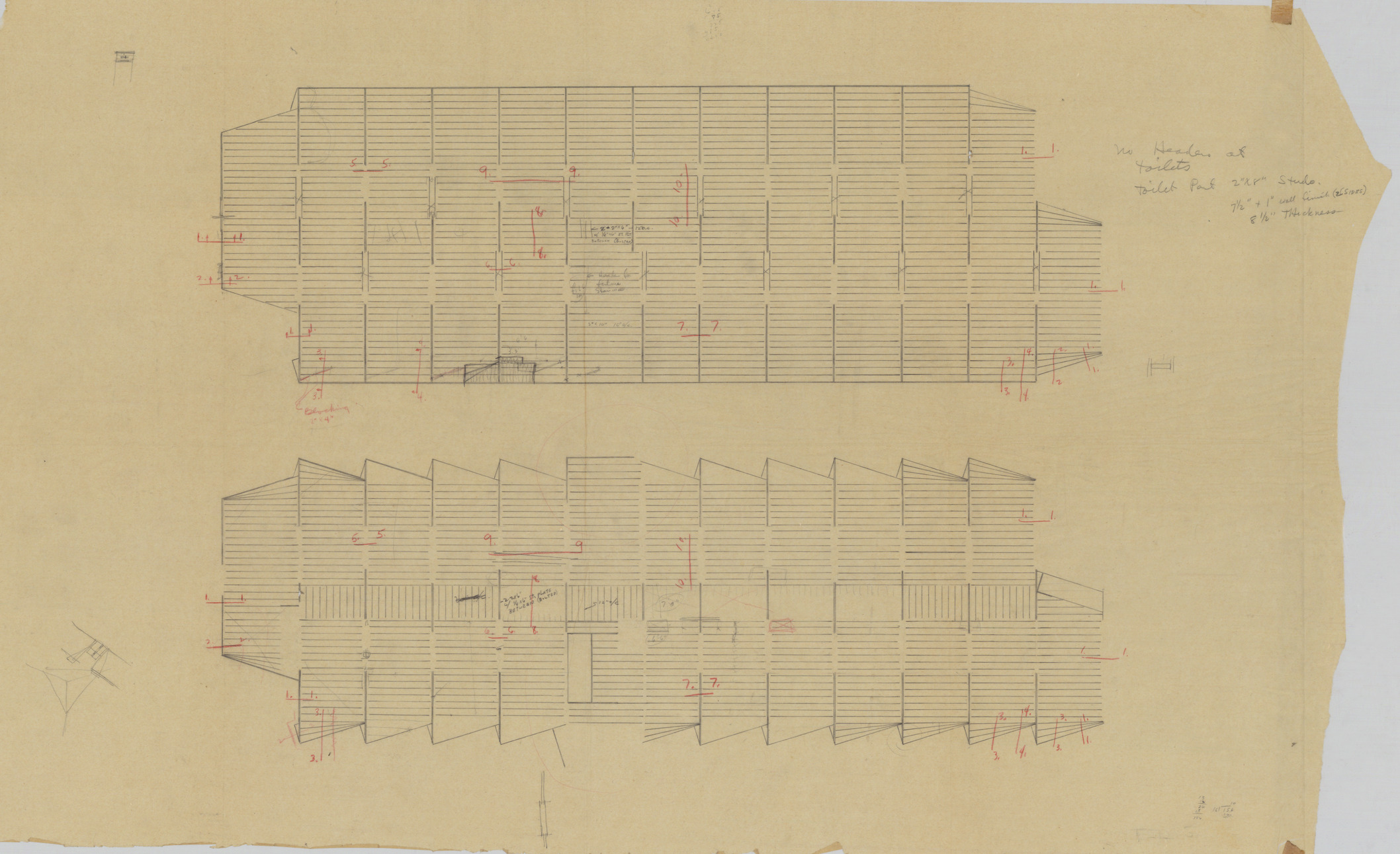 Architectural drawing of the Hacienda (Las Vegas), plumbing details, before 1956, image 2