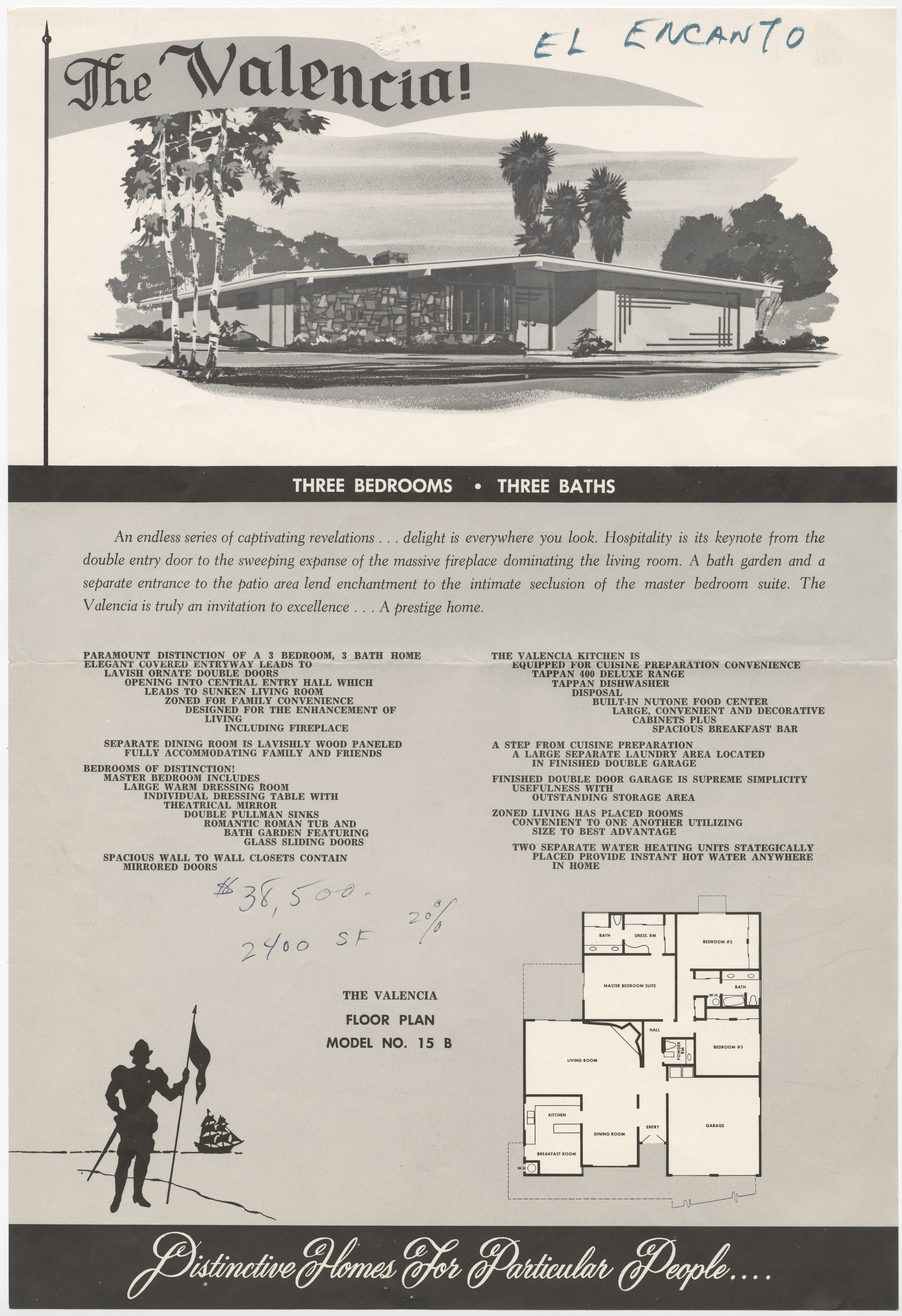 Sales material for the Valencia model home in the El Encanto development, Las Vegas, Nevada, circa 1969